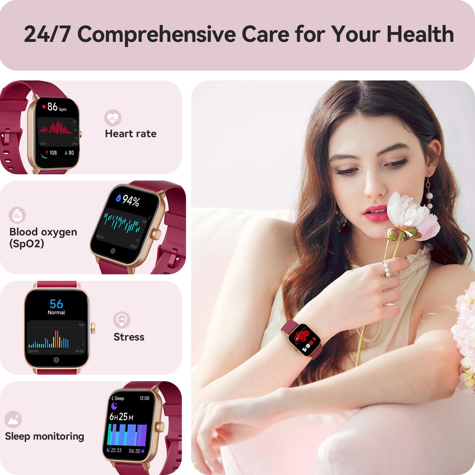 FemmeFit Smartwatch: Alexa, Waterproof, 100+ Sports - Small Enterprise