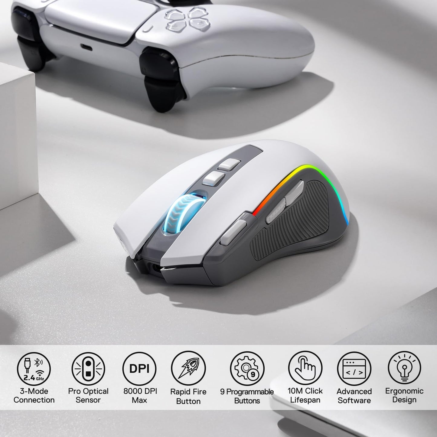 Redragon M612 PRO Swift RGB: 9-Button Gaming Mouse