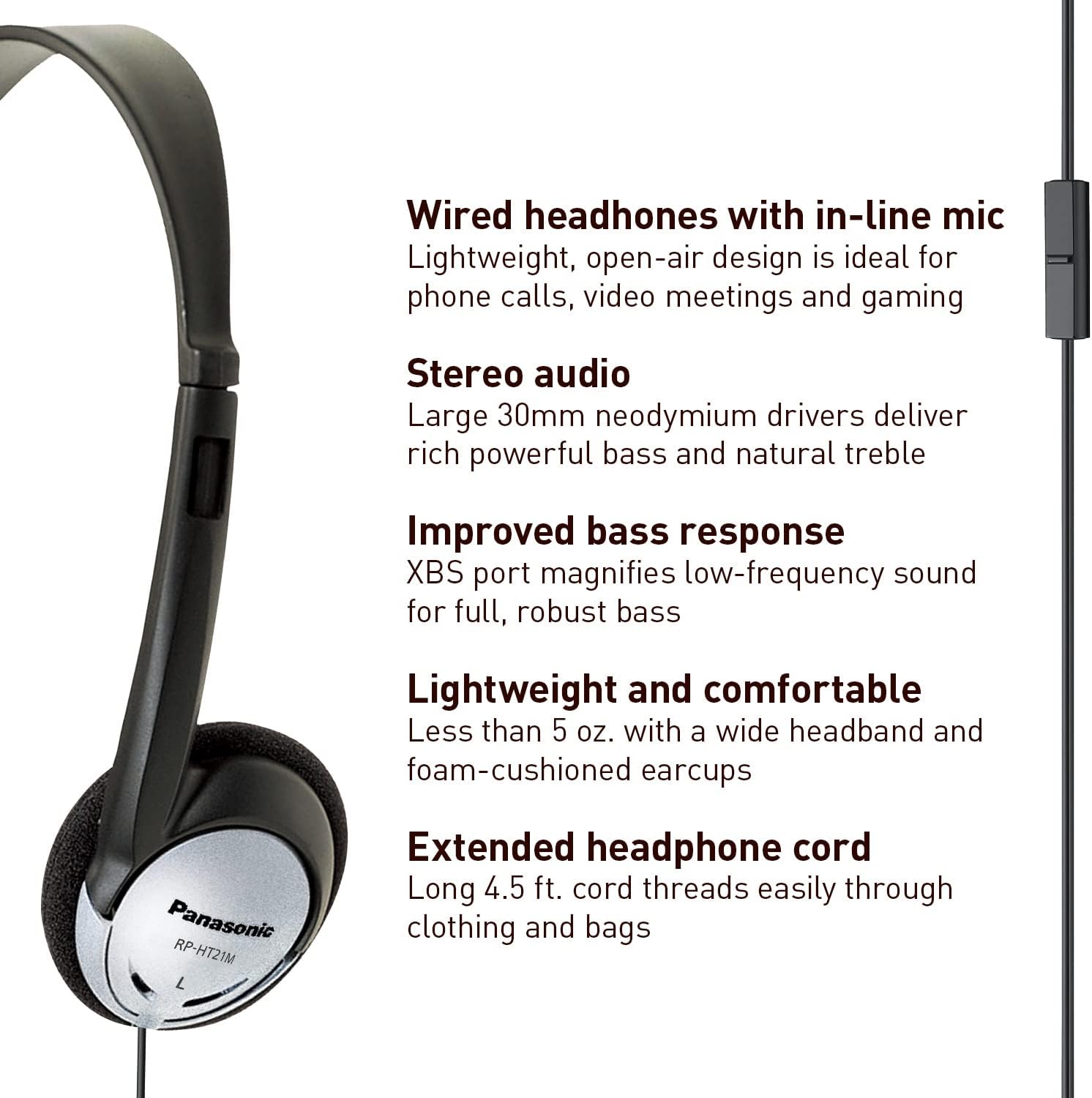 Panasonic RP-HT161-K: Lightweight Bass-Enhanced Headphones - Small Enterprise