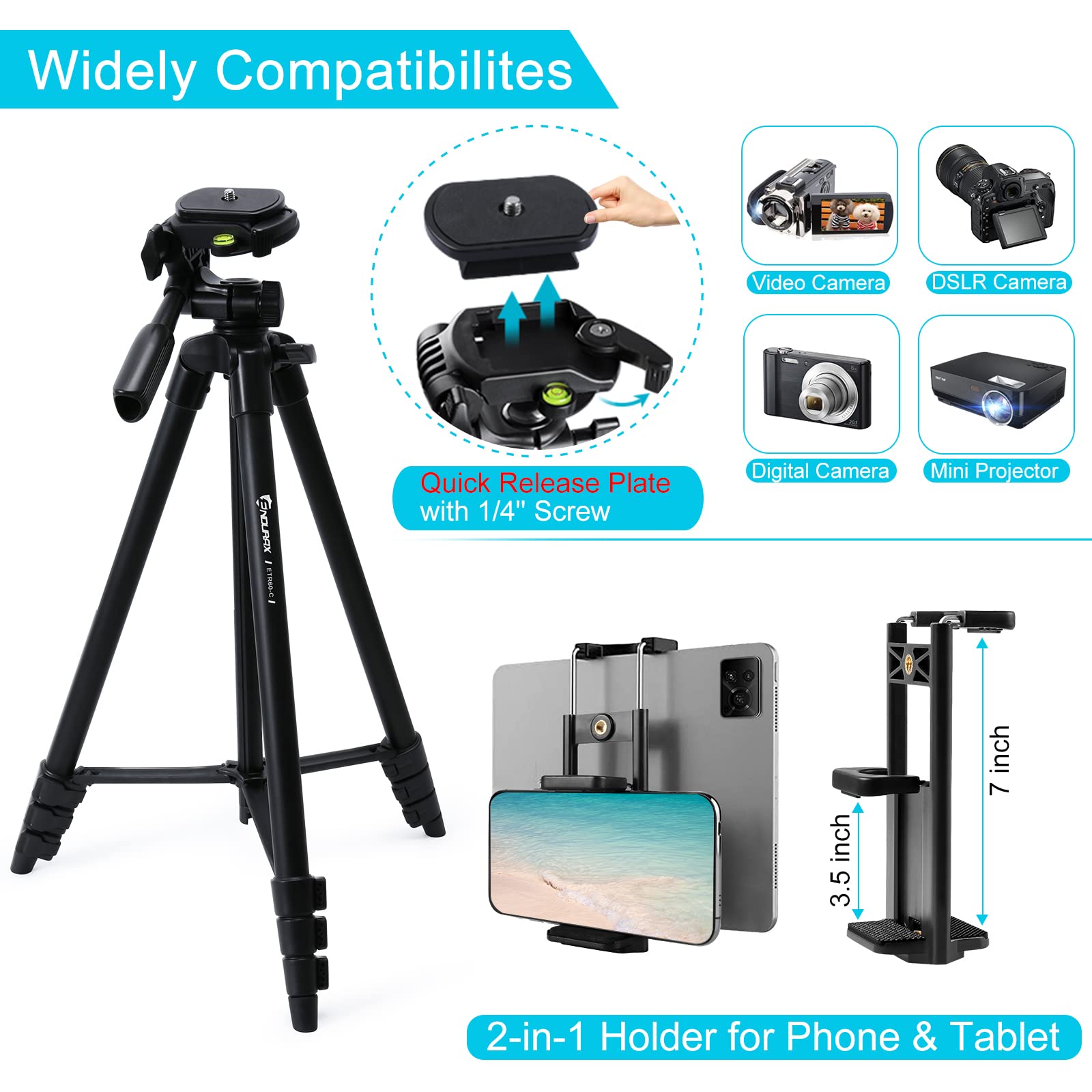 Endurax Pro 60 Tripod for DSLR & Mobile Devices - Small Enterprise