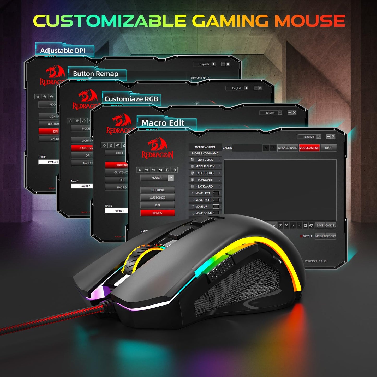 Griffin Pro: Wireless RGB Gaming Mouse 7200 DPI