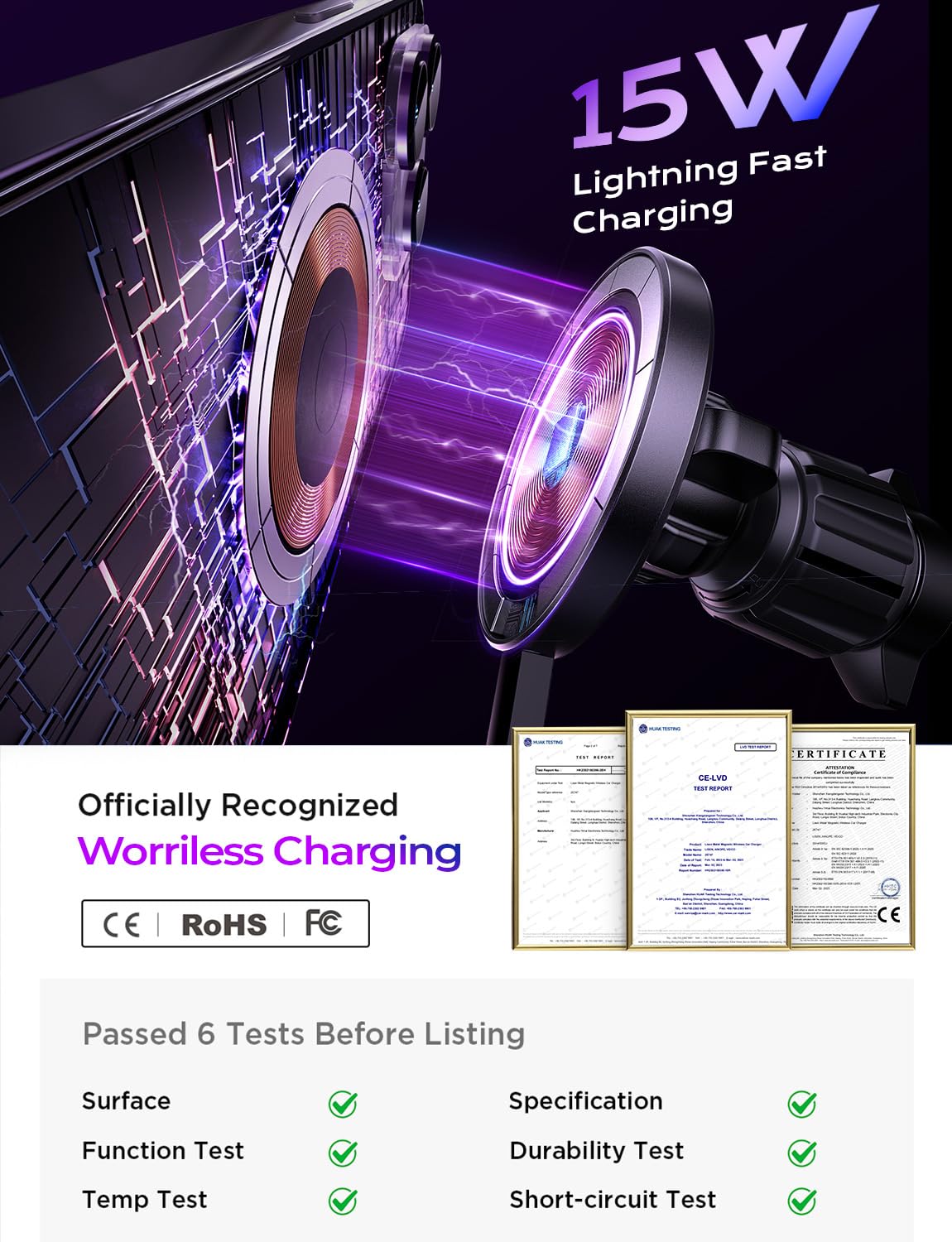 LISEN MagSafe 15W Wireless Car Charger Mount - Small Enterprise