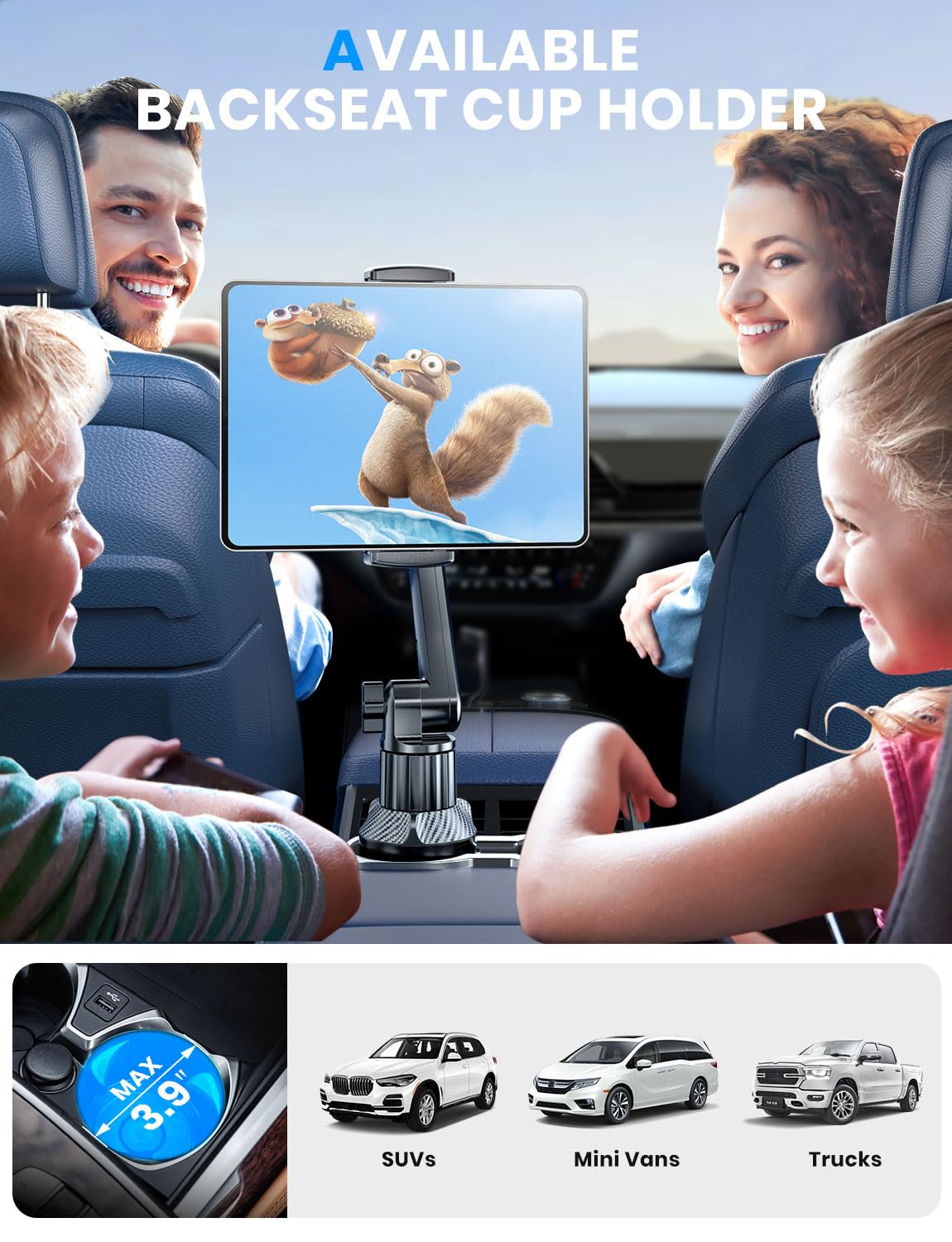 Adjustable Tablet Holder for Car Cup Mount