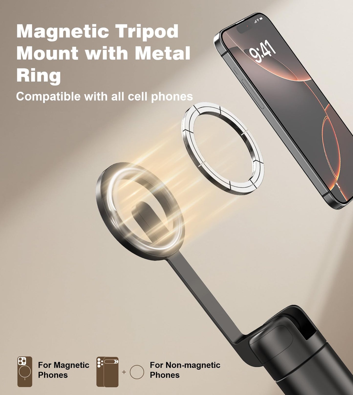 TONEOF MagFlex 68 Tripod Selfie Stick - Beige Gray - Small Enterprise