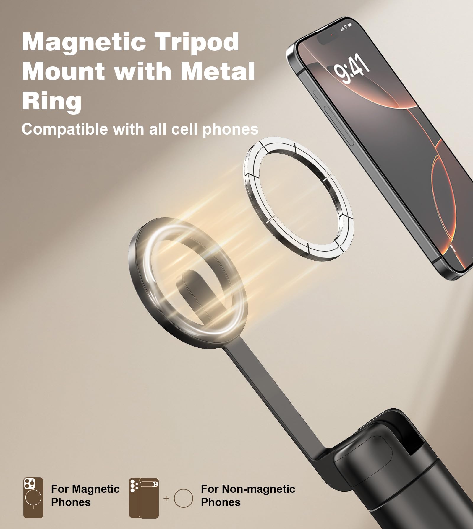 TONEOF MagFlex 68 Tripod Selfie Stick - Beige Gray - Small Enterprise