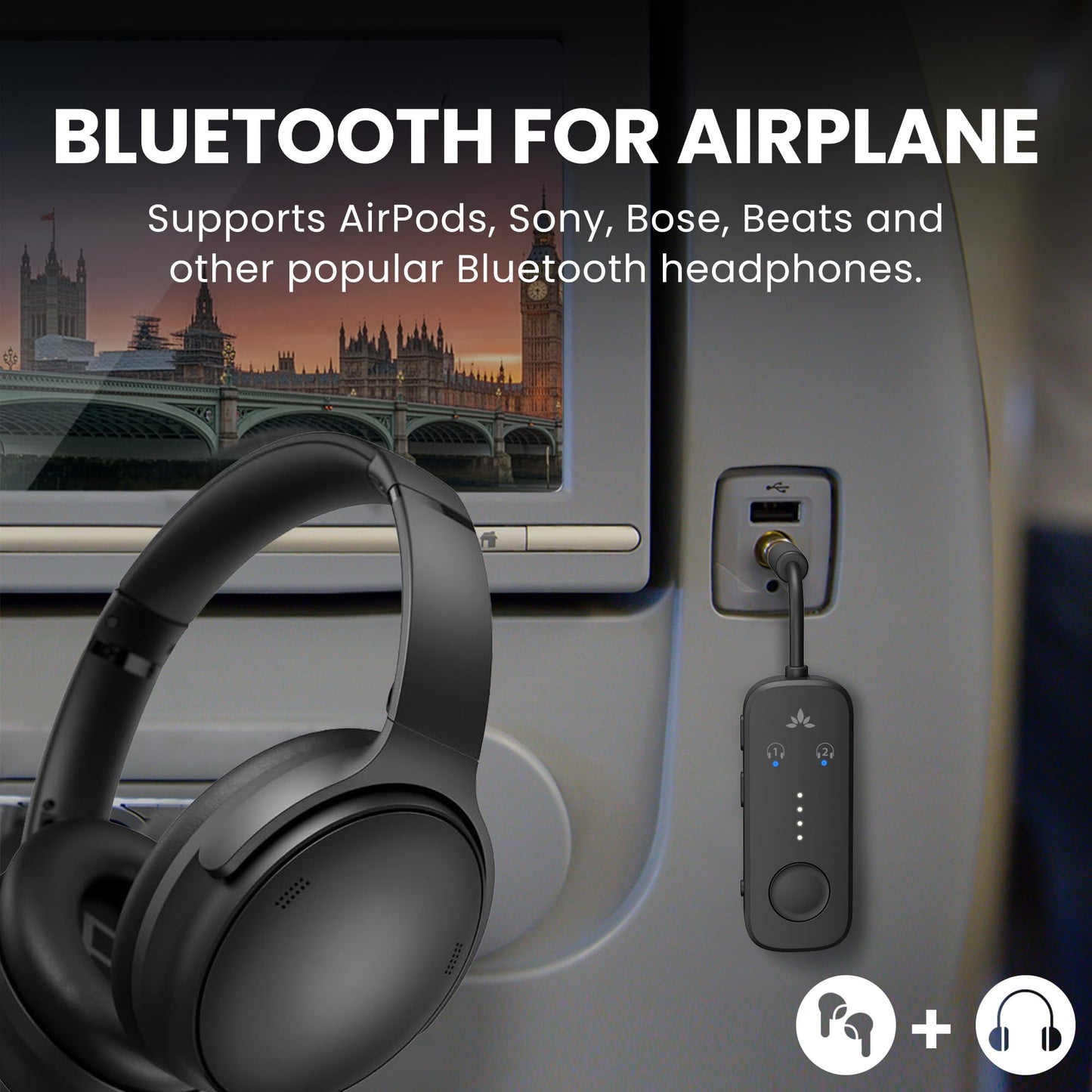 SkySync Duo: Bluetooth 5.3 Travel Audio Adapter