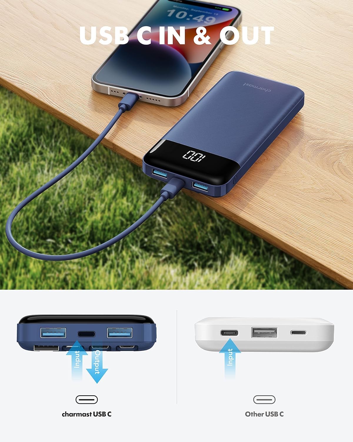 TravelMax 10K: Slim Power Bank w/ Built-in Cables - Small Enterprise