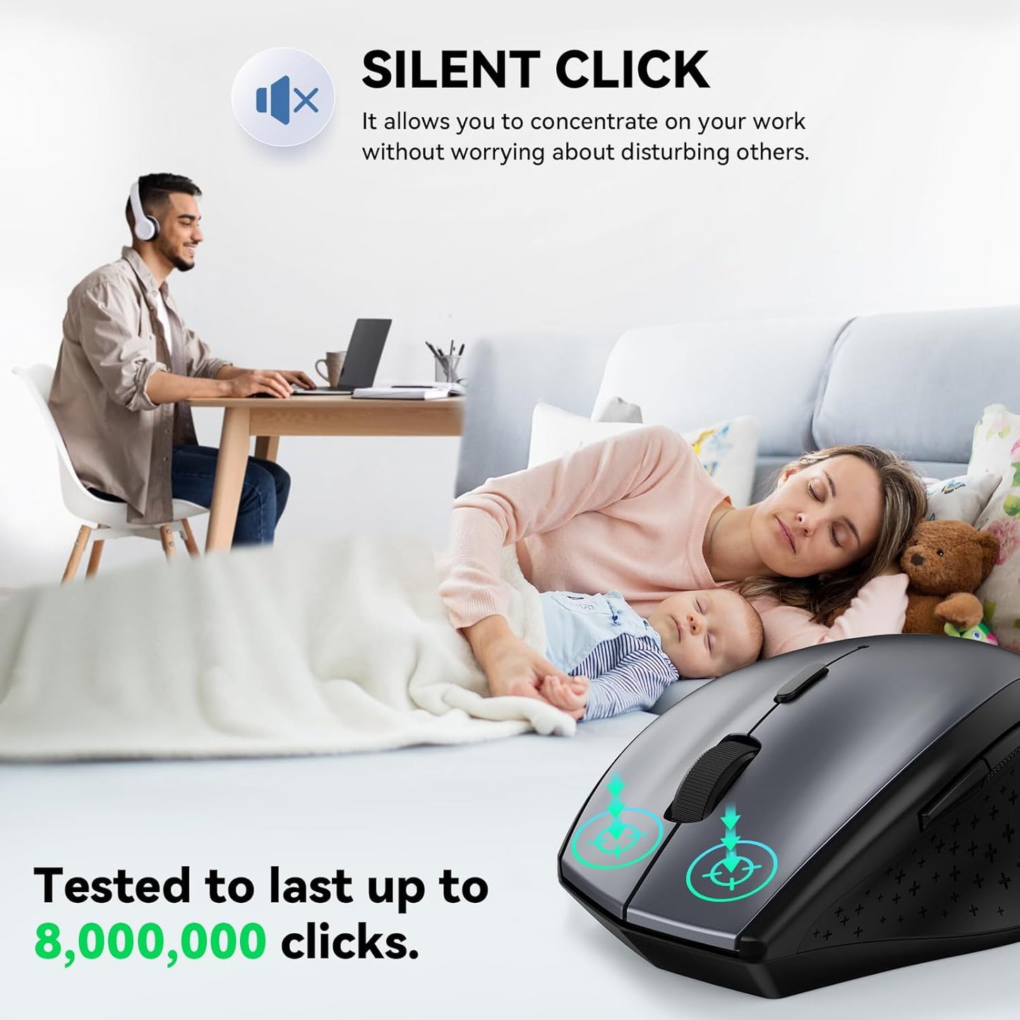 SilenceGlide 4800: Ergo Wireless Mouse by TECKNET