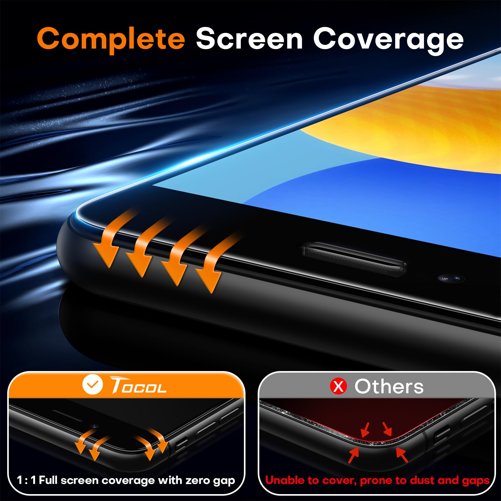 TOCOL Privacy Shield 9H Glass for iPhone 15 - 2 Pack - Small Enterprise