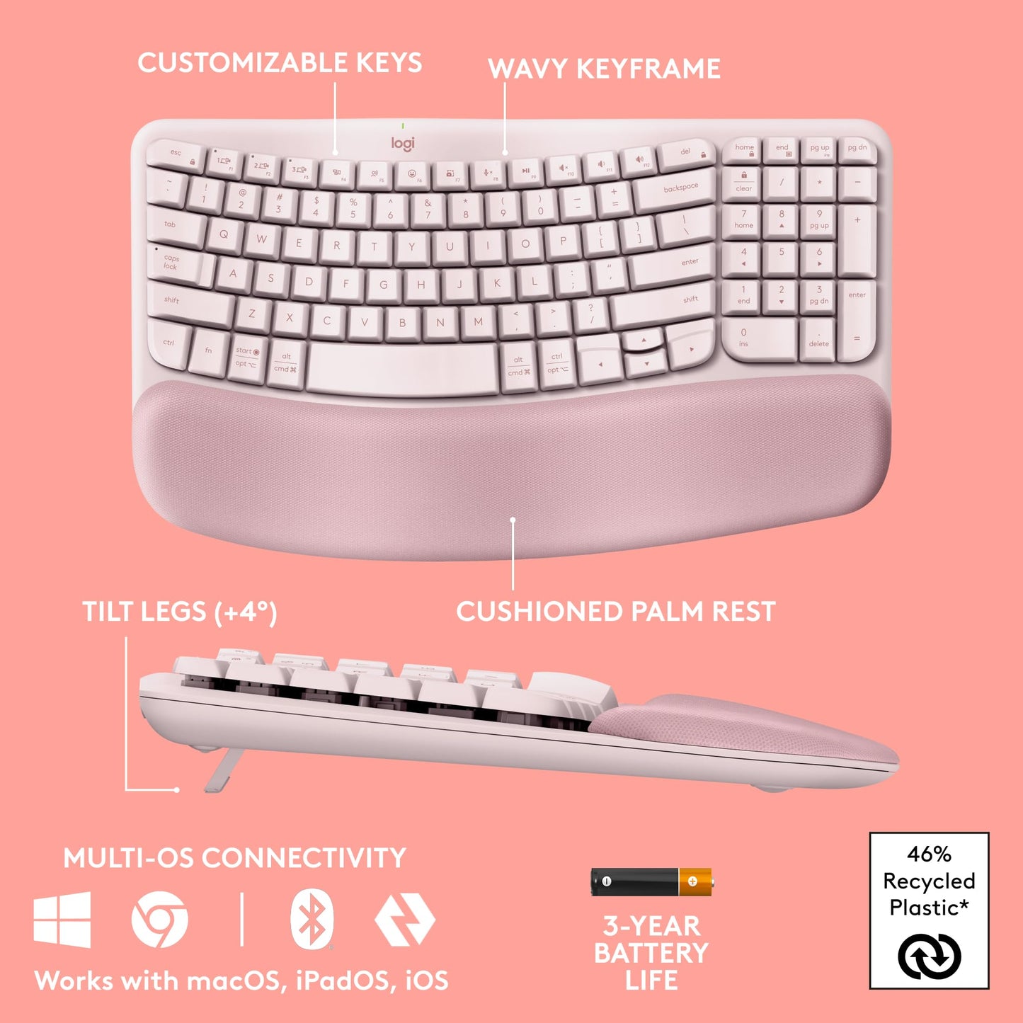 WaveEase Wireless Ergokey by Logitech