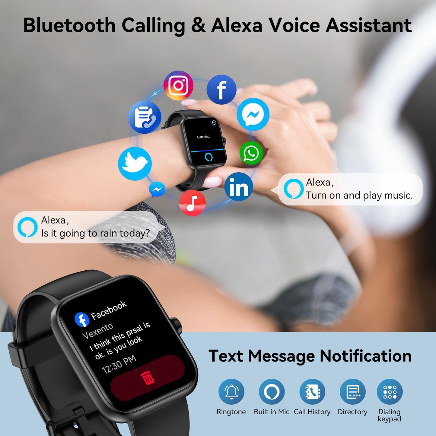 FitSmart Alexa Watch: HD Touchscreen & Health Tracker - Small Enterprise
