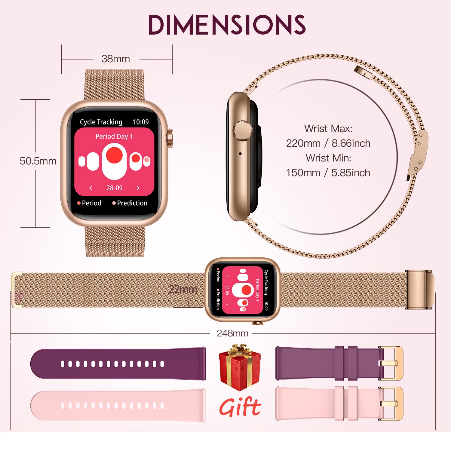 GoldFit Smartwatch: Women's Fitness Tracker & Caller - Small Enterprise