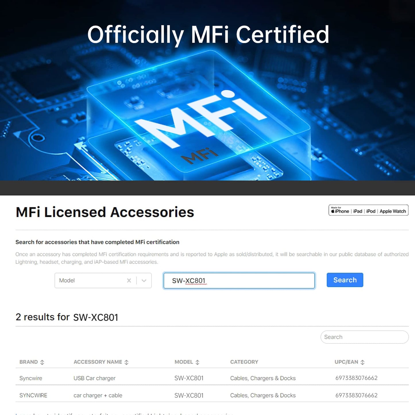 SyncCharge: MFi Lightning Car Adapter 4.8A/24W