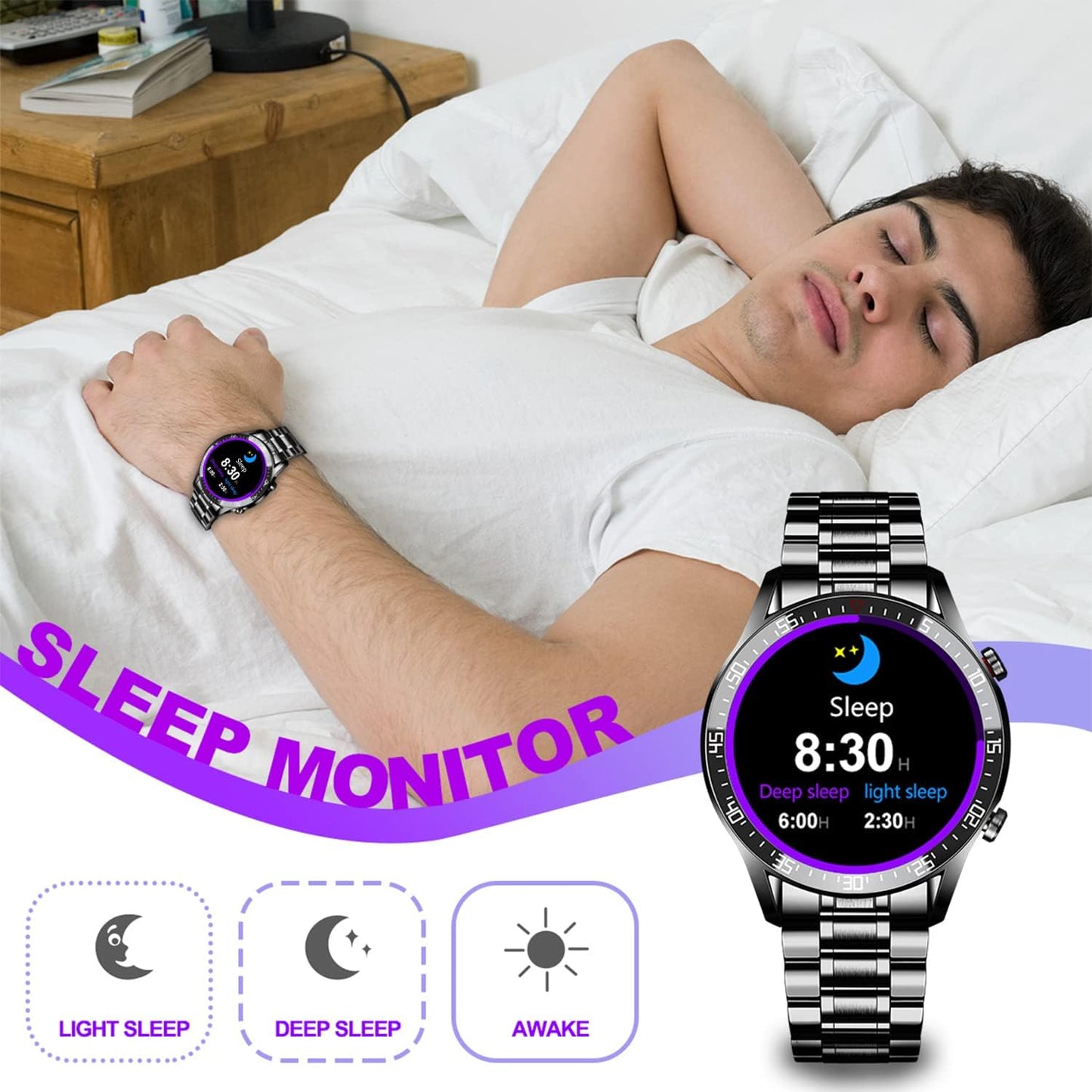 Smart Watches for Men, Fitness Tracker with GPS and Pedometer, Dial/Receive Call Sports Watch, Blood Pressure/Heart Rate/Sleep Monitor, 1.3'' Full Touch Big Screen, Android and Ios Compatible