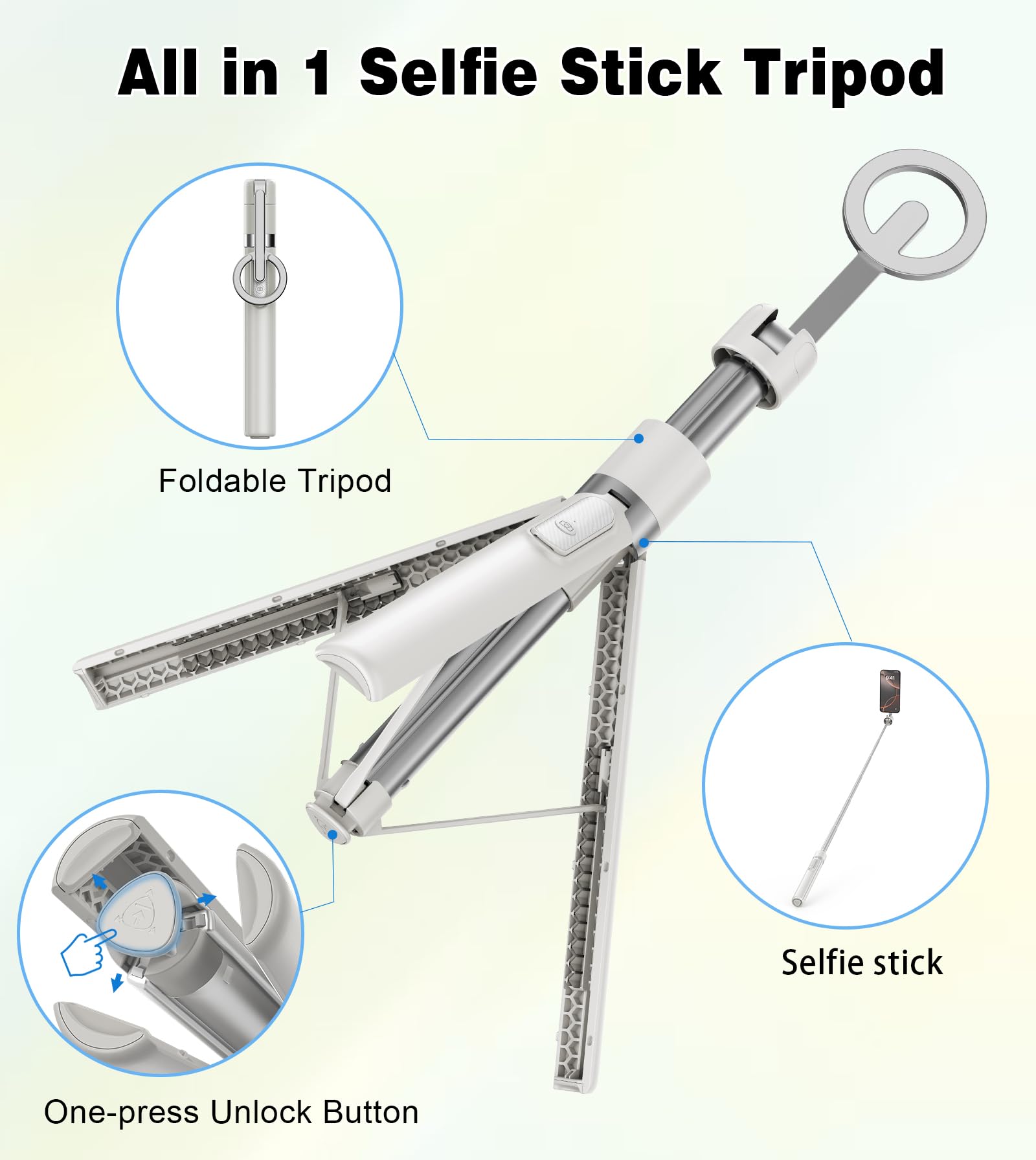 TONEOF MagFlex 68 Tripod Selfie Stick - Beige Gray - Small Enterprise