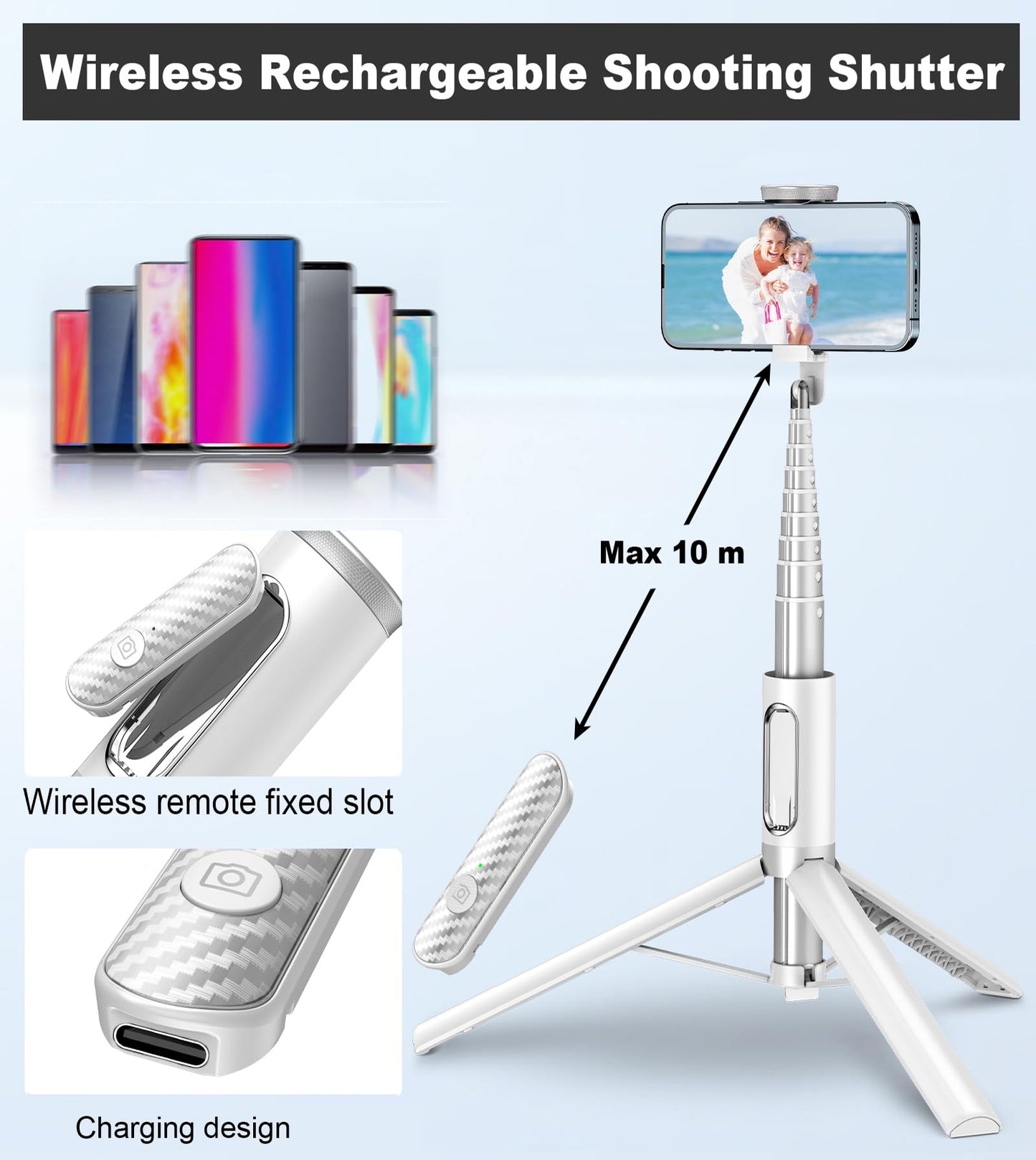 TONEOF MagFlex 68 Tripod Selfie Stick - Beige Gray - Small Enterprise