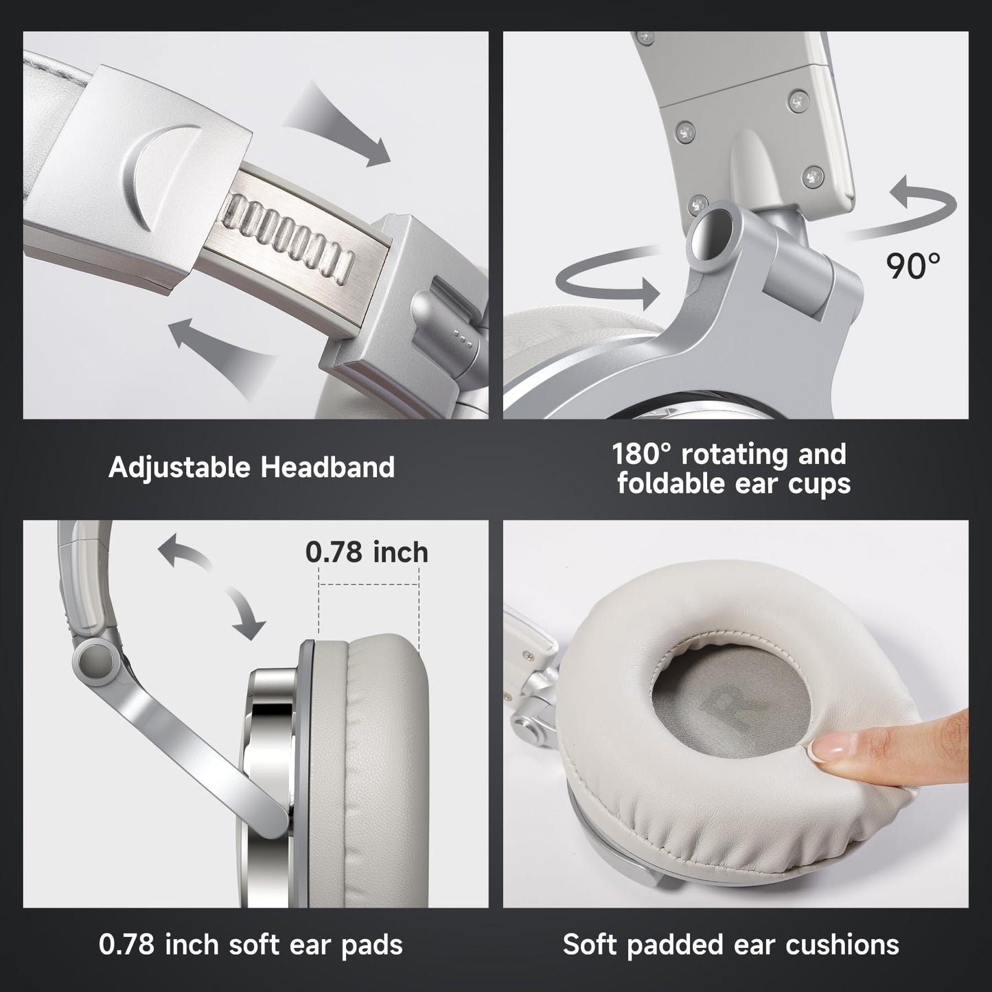 OneOdio Pro DJ Studio Over-Ear Headphones - Black