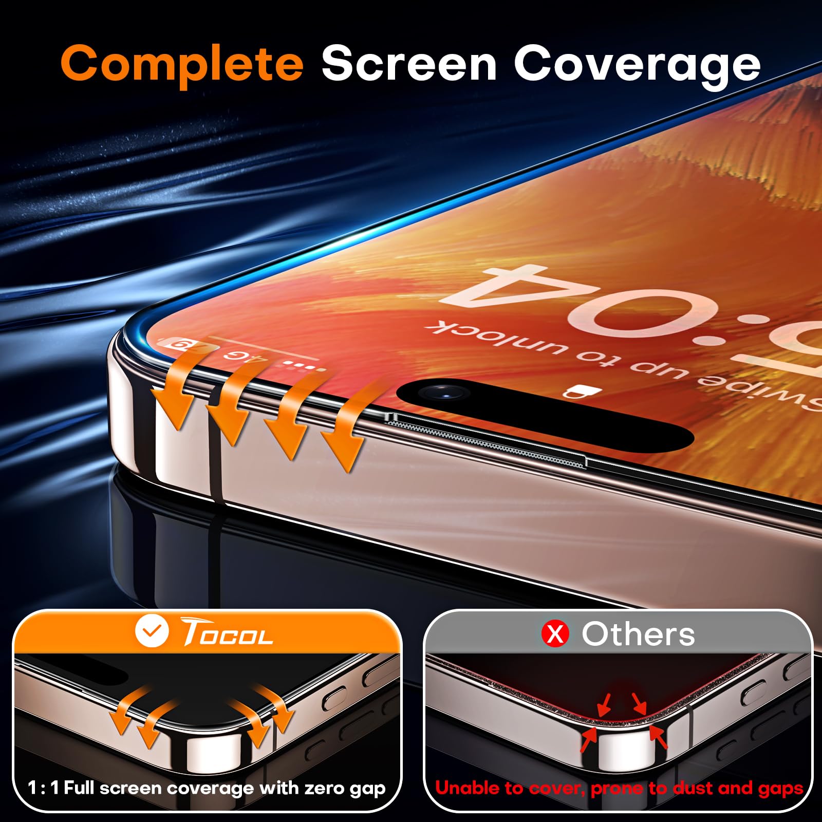 TOCOL Privacy Shield 9H Glass for iPhone 15 - 2 Pack - Small Enterprise