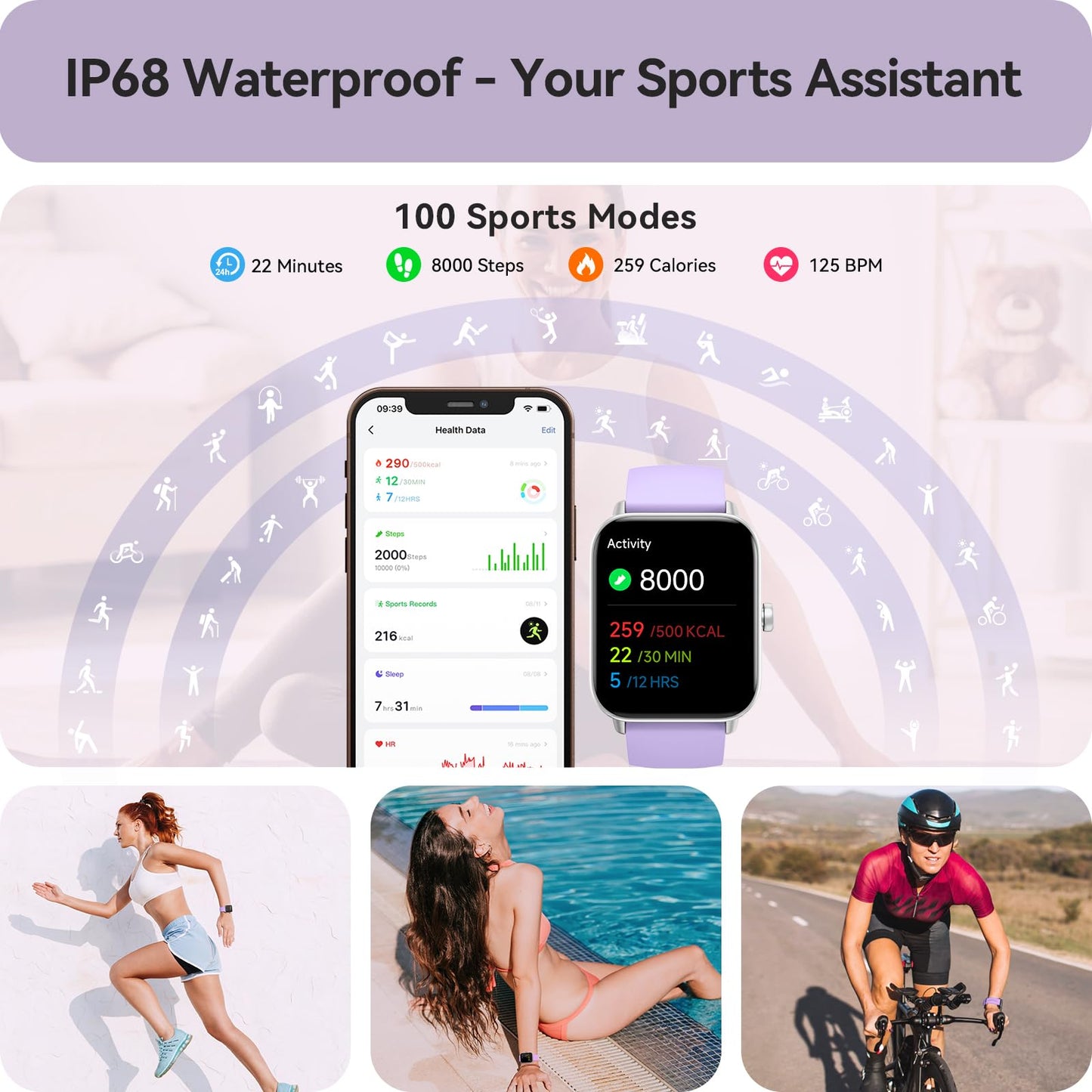 FemmeFit Smartwatch: Alexa, Waterproof, 100+ Sports - Small Enterprise