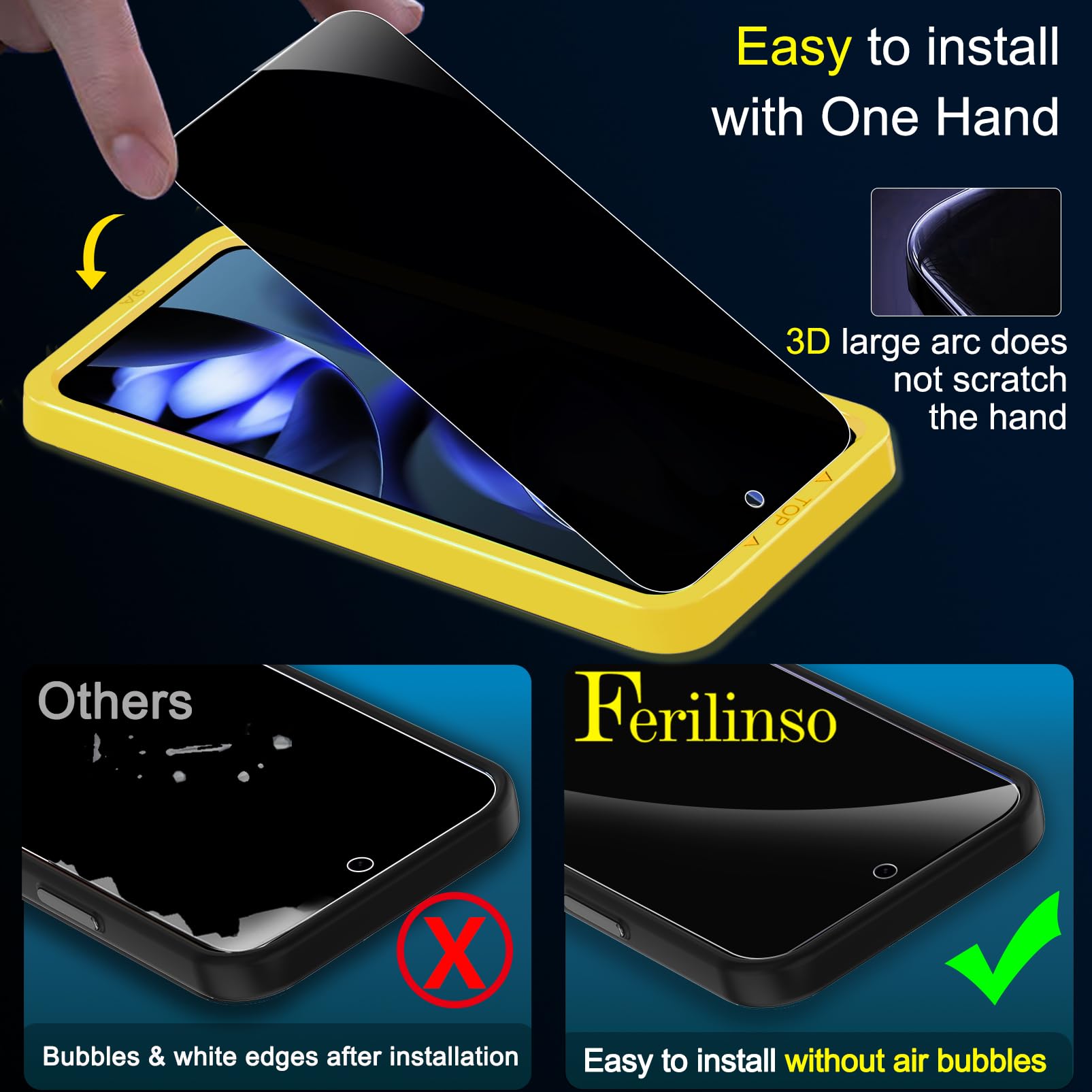 Ferilinso Privacy Screen Protector for iPhone - Small Enterprise