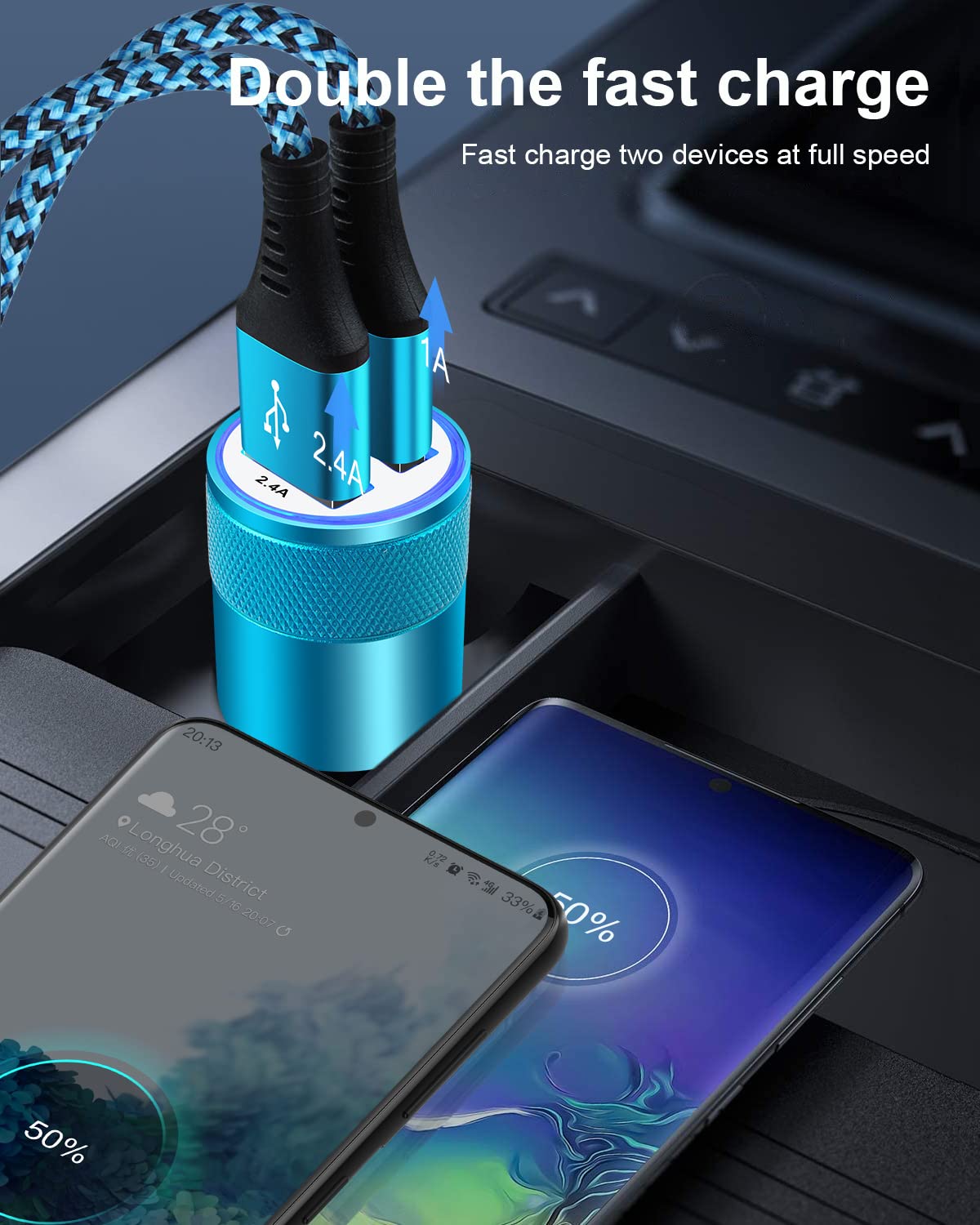 DualBoost Car Charger: Fast 3.4A 2-Pack USB Adapter