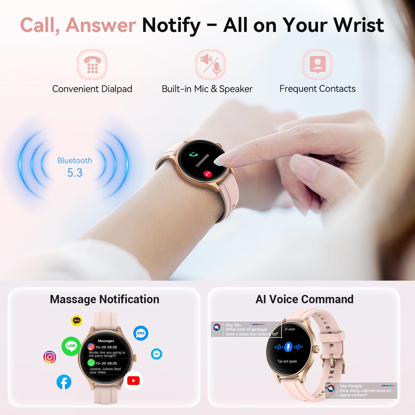 PinkFit Smartwatch - 2 Bands, 7-day Battery - Small Enterprise