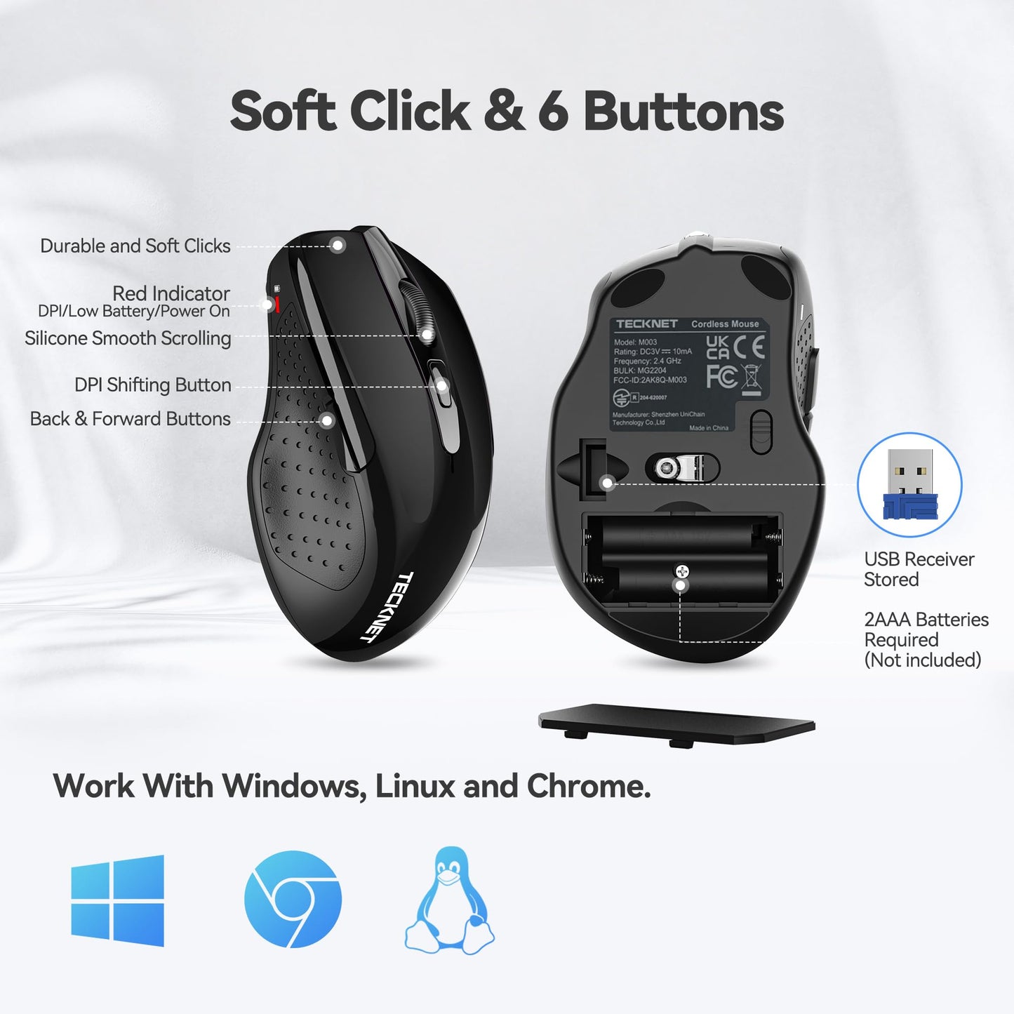 ErgoGlide Wireless: 6-Button, 2600 DPI, 24-Month Power