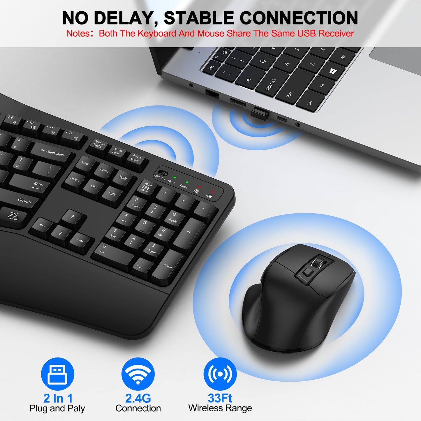ErgoWave Duo: Wireless Keyboard & Mouse Set