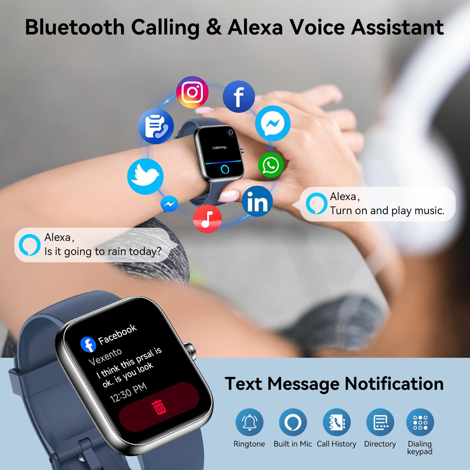 FitSmart Alexa Watch: HD Touchscreen & Health Tracker - Small Enterprise