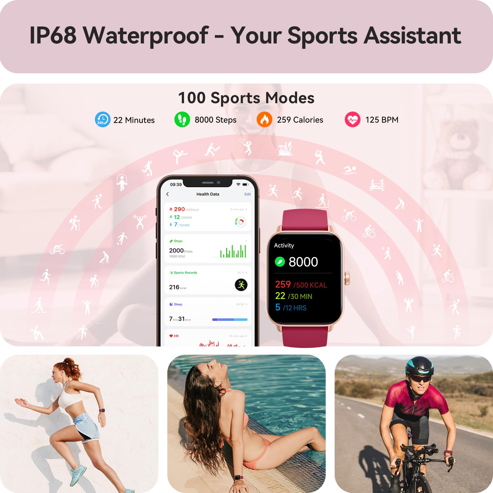 FemmeFit Smartwatch: Alexa, Waterproof, 100+ Sports - Small Enterprise