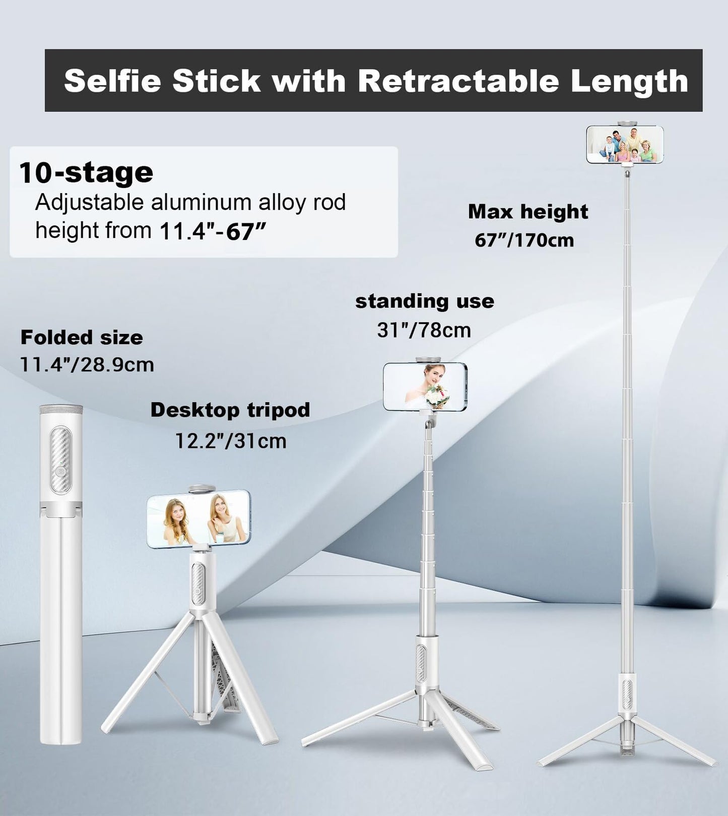TONEOF MagFlex 68 Tripod Selfie Stick - Beige Gray - Small Enterprise