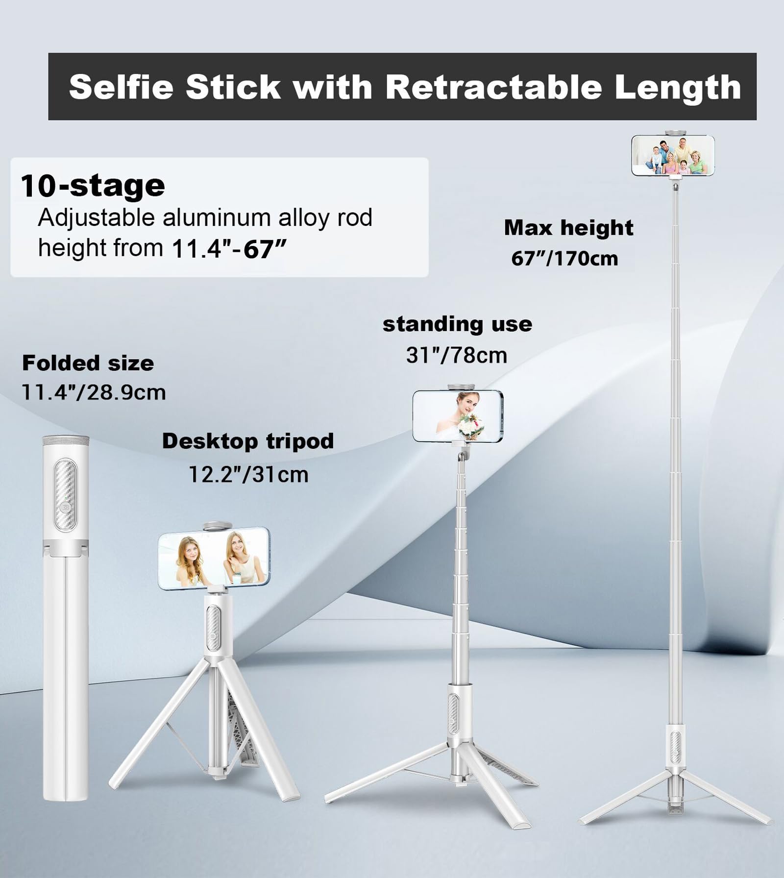 TONEOF MagFlex 68 Tripod Selfie Stick - Beige Gray - Small Enterprise
