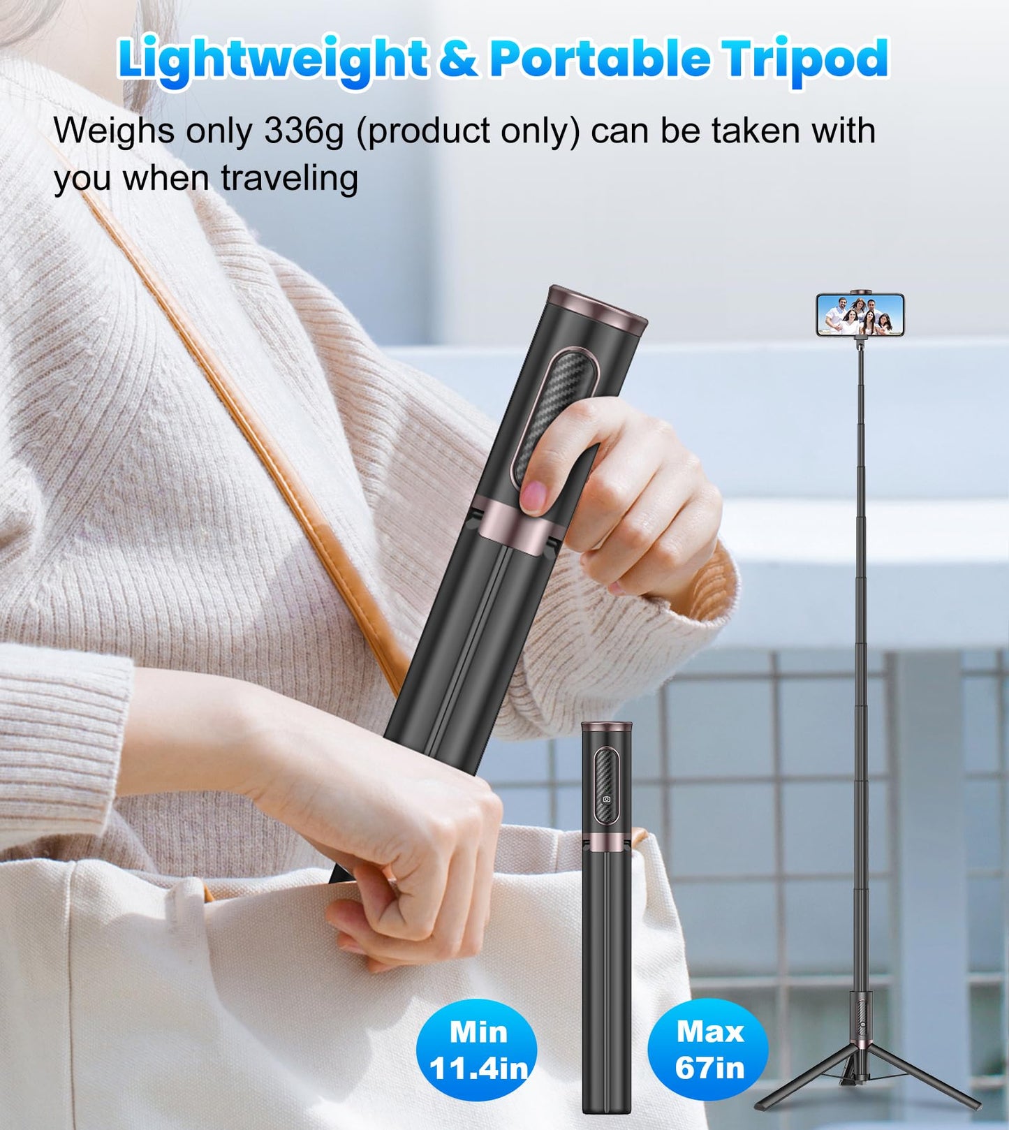 TONEOF MagFlex 68 Tripod Selfie Stick - Beige Gray - Small Enterprise