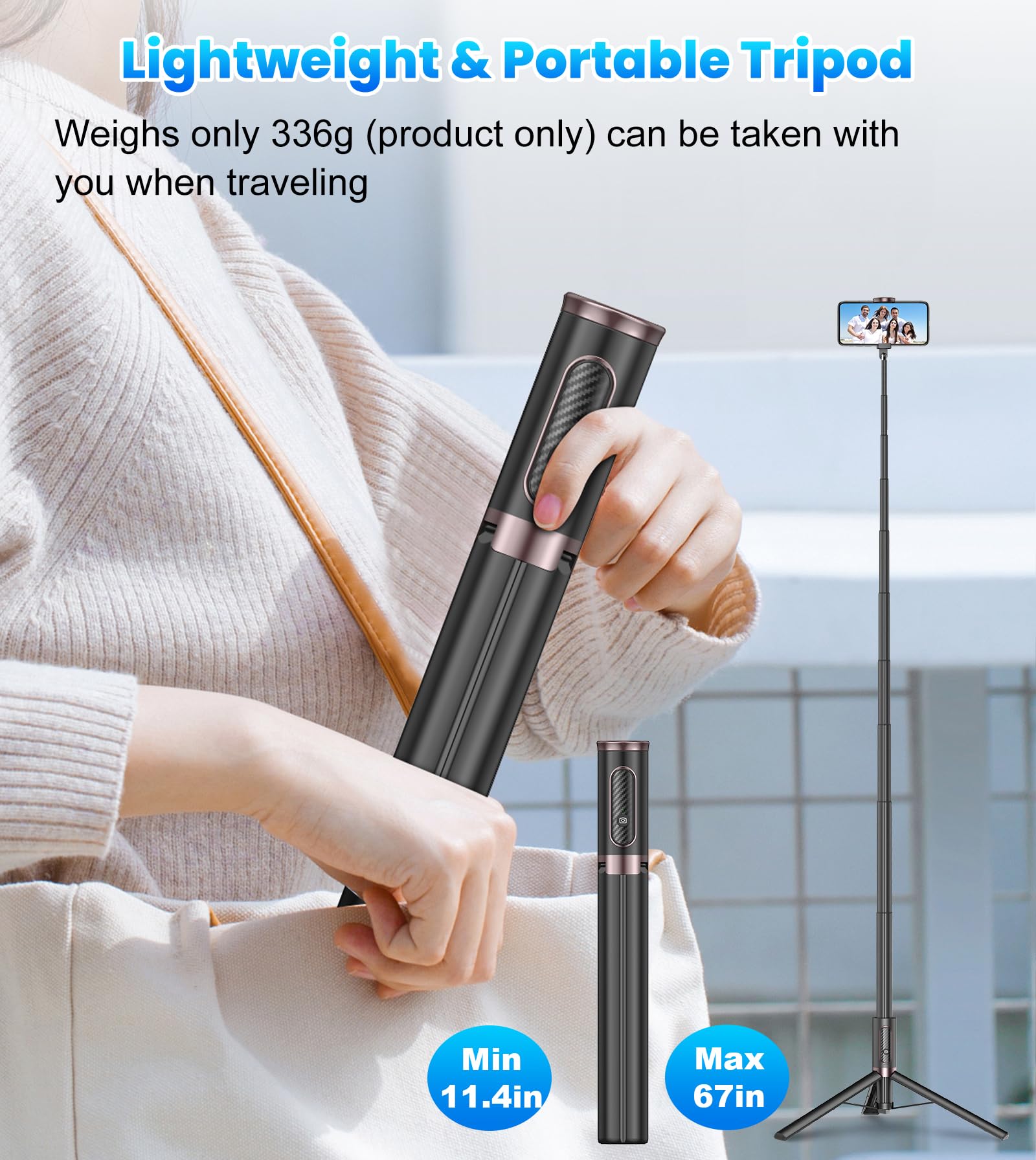 TONEOF MagFlex 68 Tripod Selfie Stick - Beige Gray - Small Enterprise