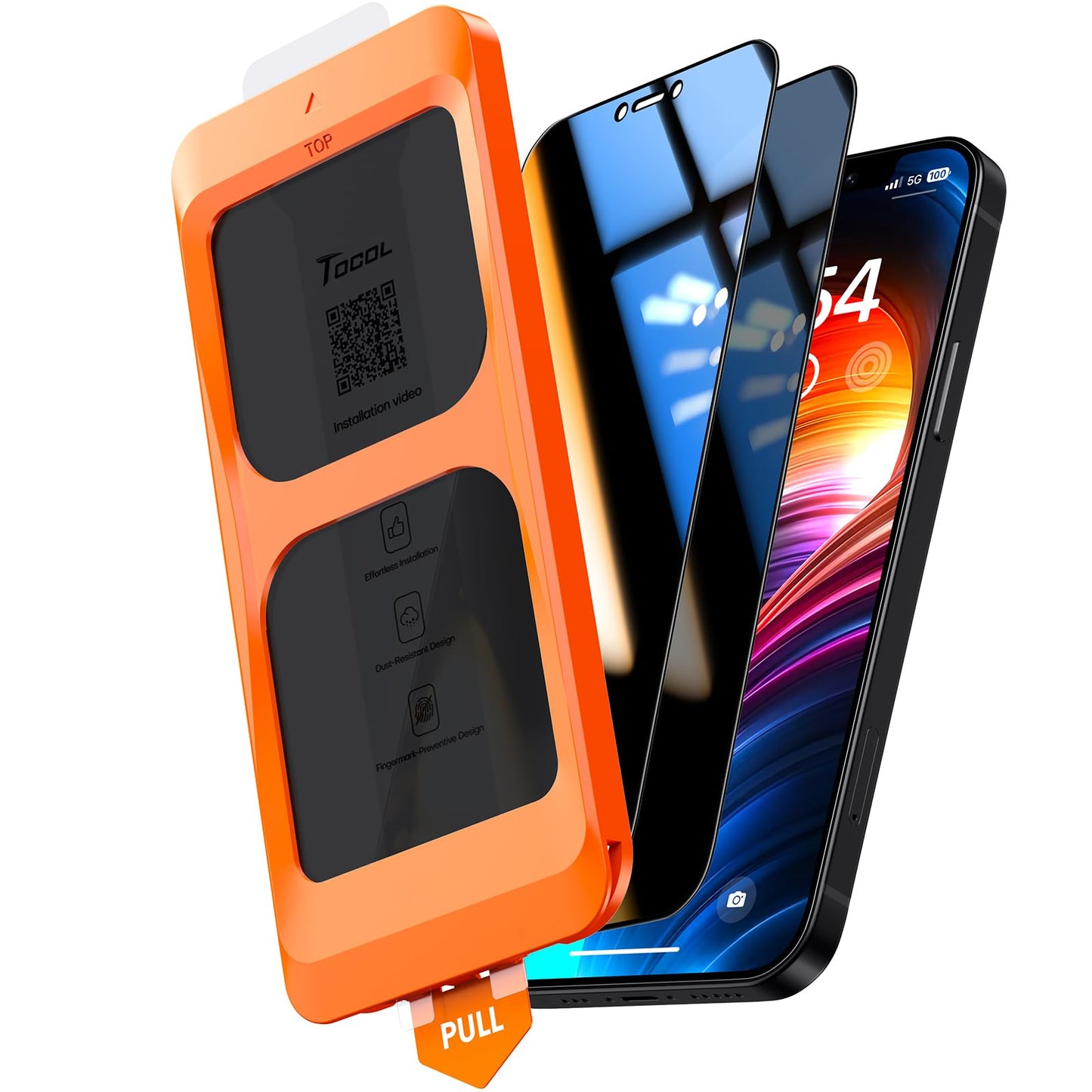 TOCOL Privacy Shield 9H Glass for iPhone 15 - 2 Pack - Small Enterprise