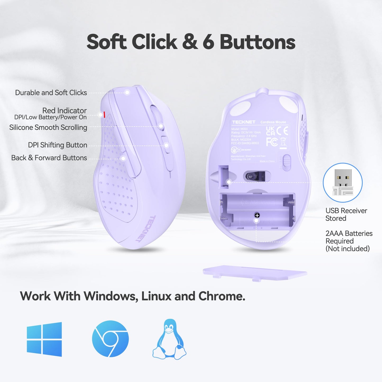 ErgoGlide Wireless: 6-Button, 2600 DPI, 24-Month Power