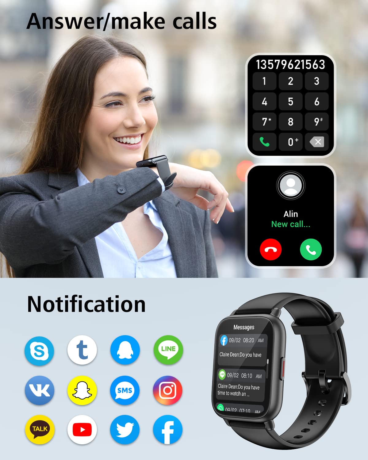 RUIMEN Smartwatch: Answer Calls, Track Fitness - Small Enterprise