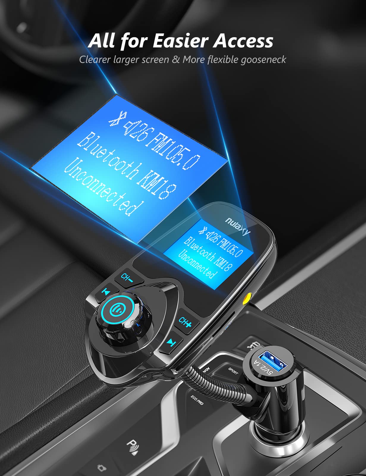 Nulaxy FlexiConnect: 2024 Bluetooth FM Car Adapter