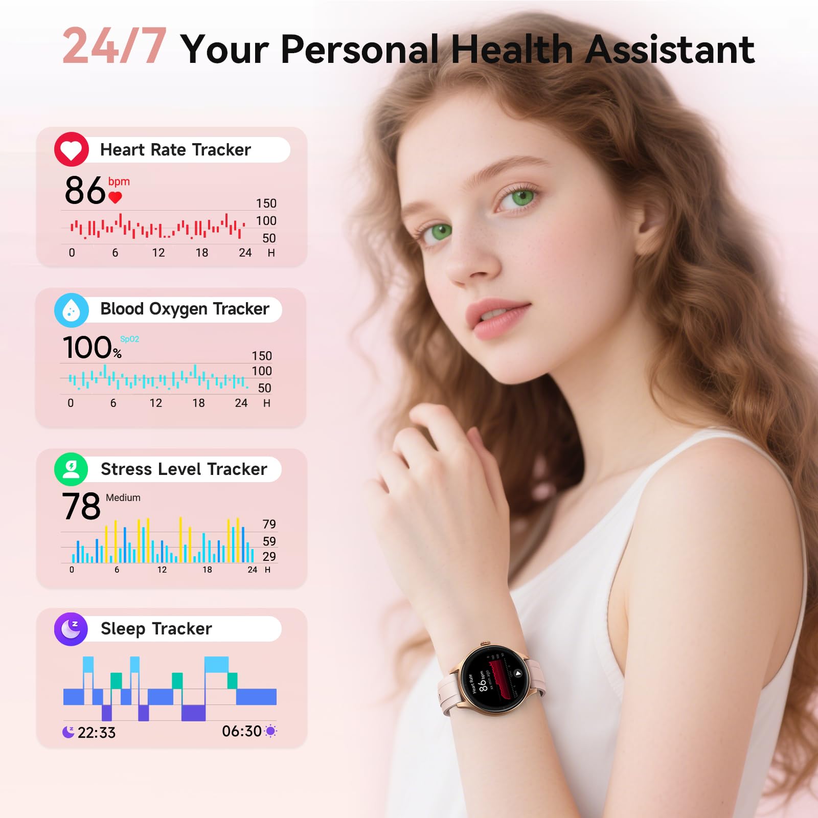 PinkFit Smartwatch - 2 Bands, 7-day Battery - Small Enterprise