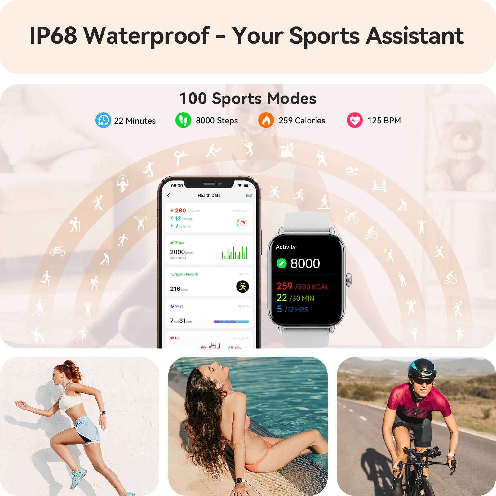 FemmeFit Smartwatch: Alexa, Waterproof, 100+ Sports - Small Enterprise