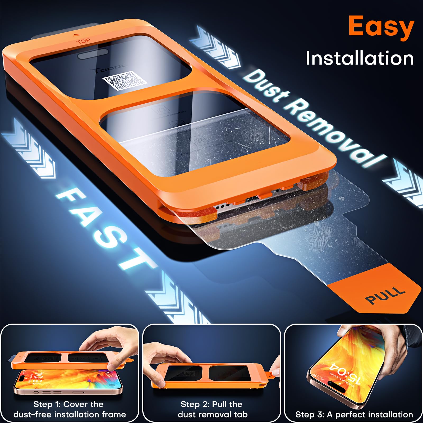 TOCOL Privacy Shield 9H Glass for iPhone 15 - 2 Pack - Small Enterprise