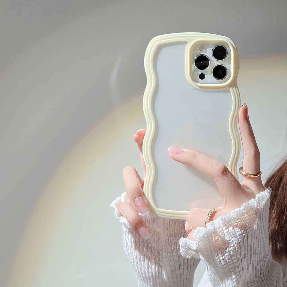 Wave Border Mobile Phone Case Solid Color Simple Candy Color - Small Enterprise