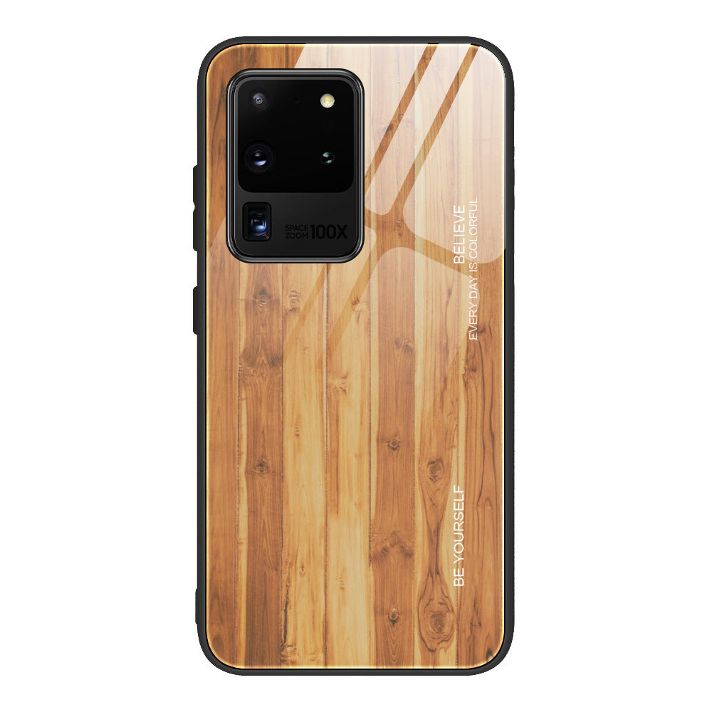 Wood grain tempered glass phone case - Small Enterprise