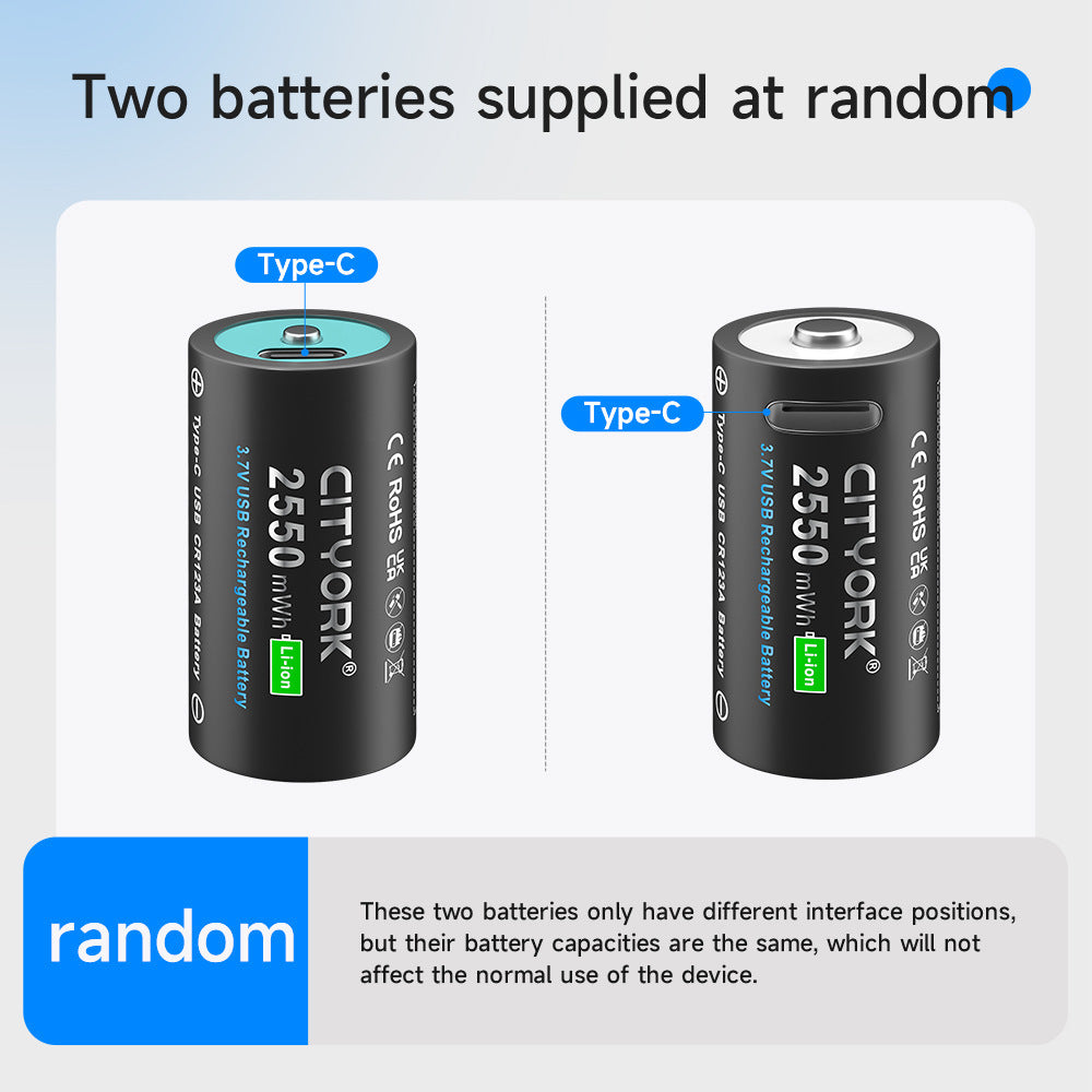 CR123AUSB Large Capacity Type-C 37V Lithium Battery