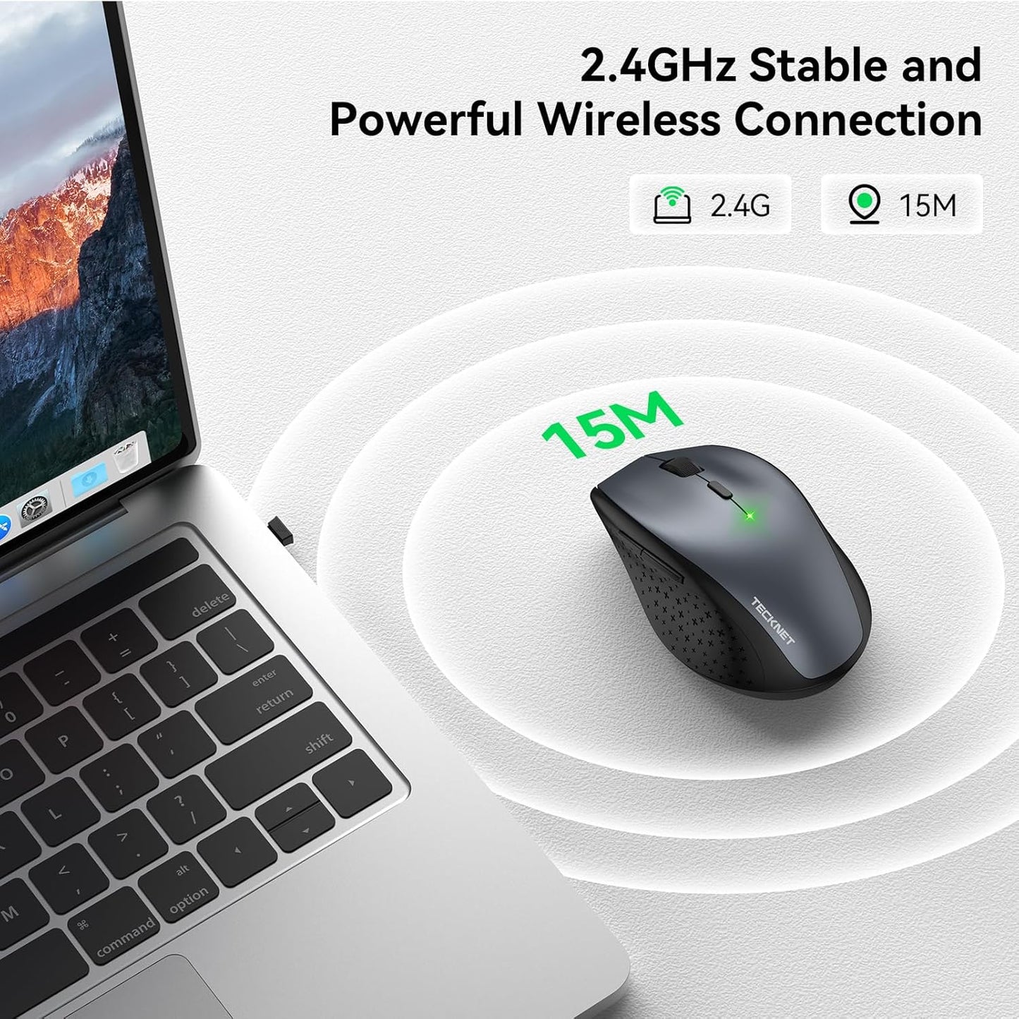 SilenceGlide 4800: Ergo Wireless Mouse by TECKNET