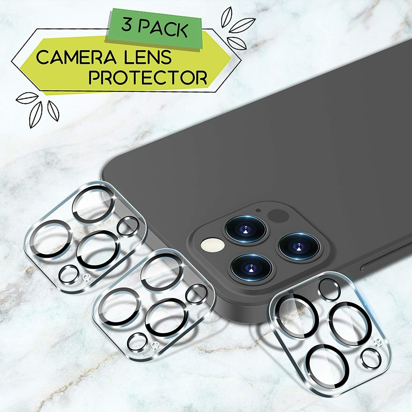 3X for Iphone 16 15 14 13 12 11 Pro Max Tempered Glass Camera Lens Protector