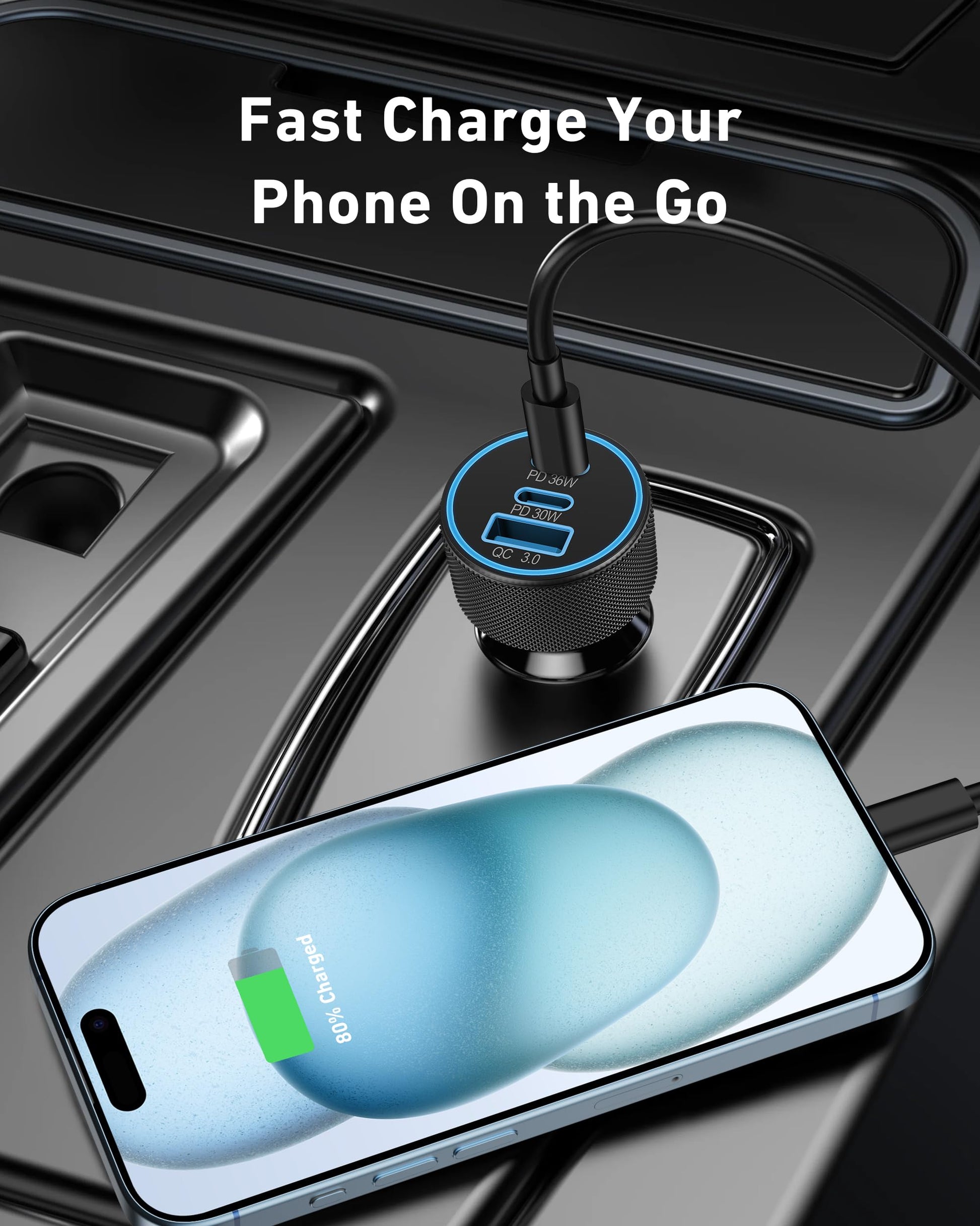 FastCharge 3-Port USB C Car Adapter 67W Power Hub - Small Enterprise