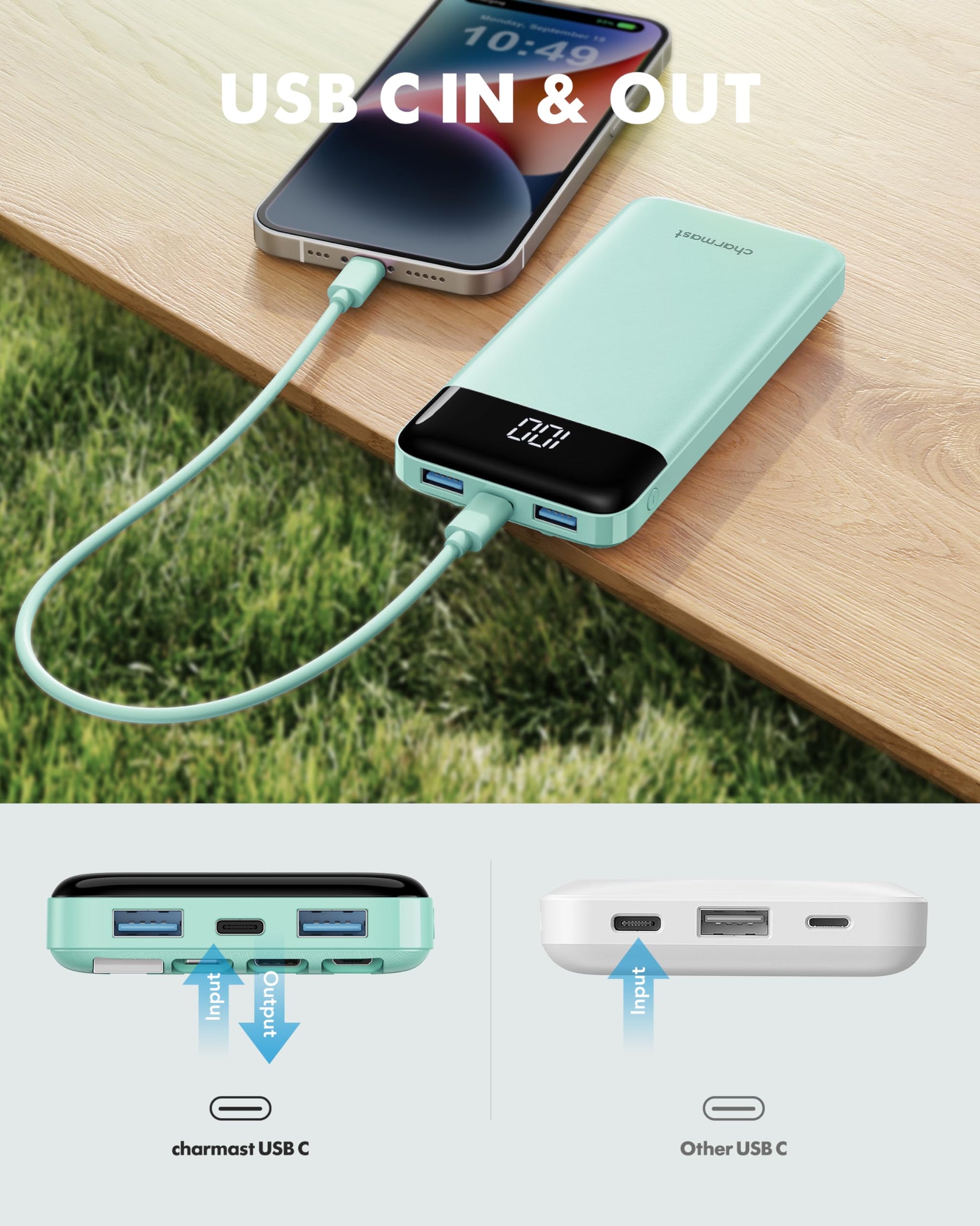 TravelMax 10K: Slim Power Bank w/ Built-in Cables - Small Enterprise