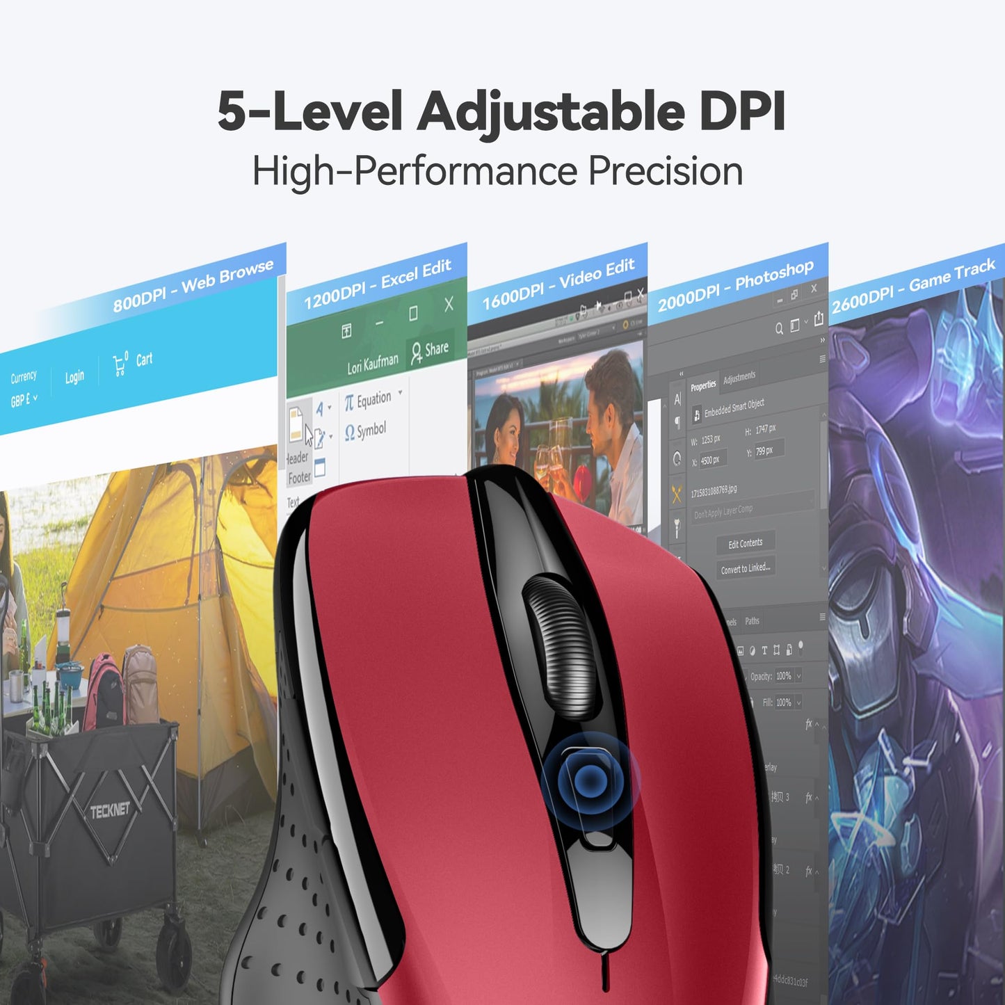 ErgoGlide Wireless: 6-Button, 2600 DPI, 24-Month Power