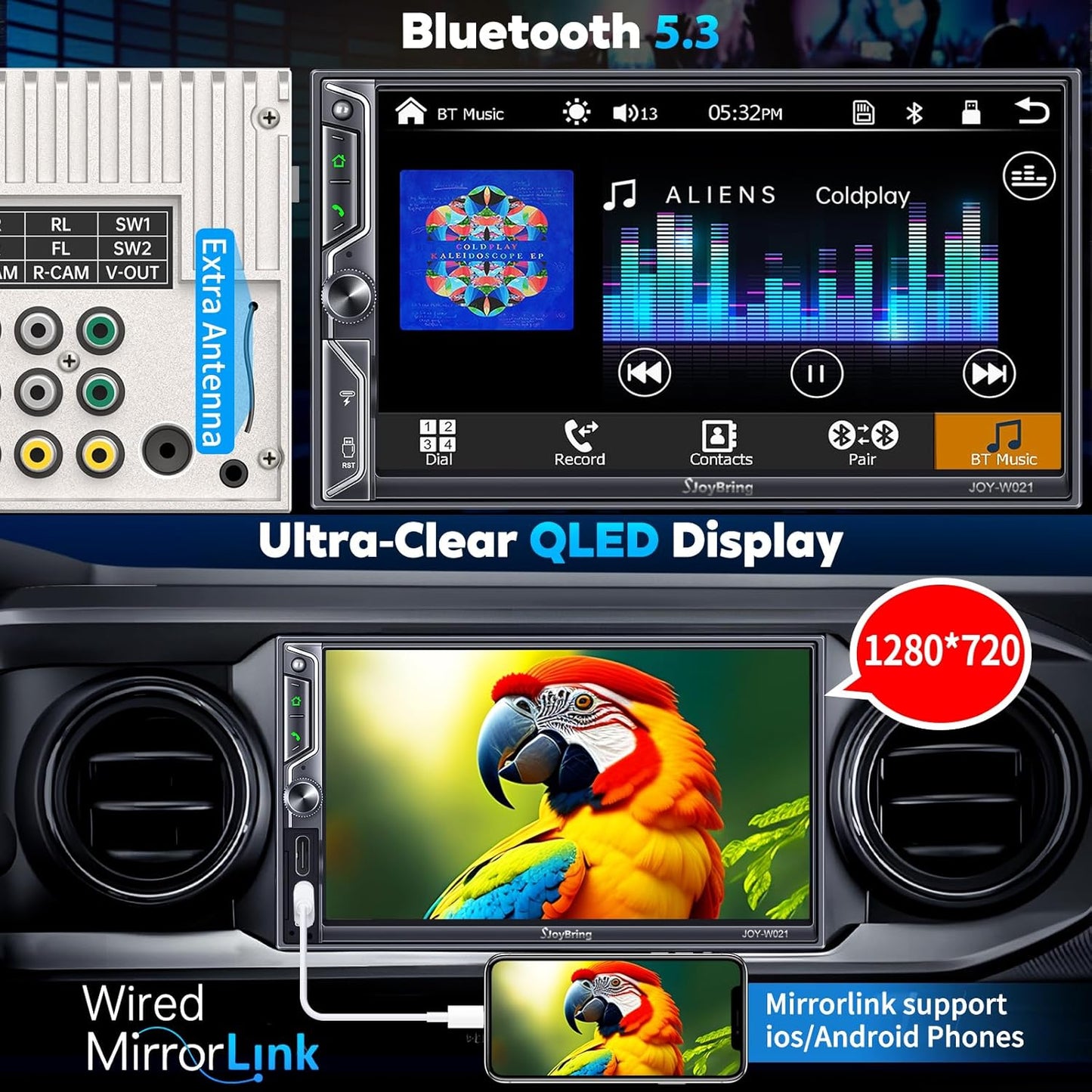 QLEDSync 7 Car Stereo: Wireless CarPlay & Android